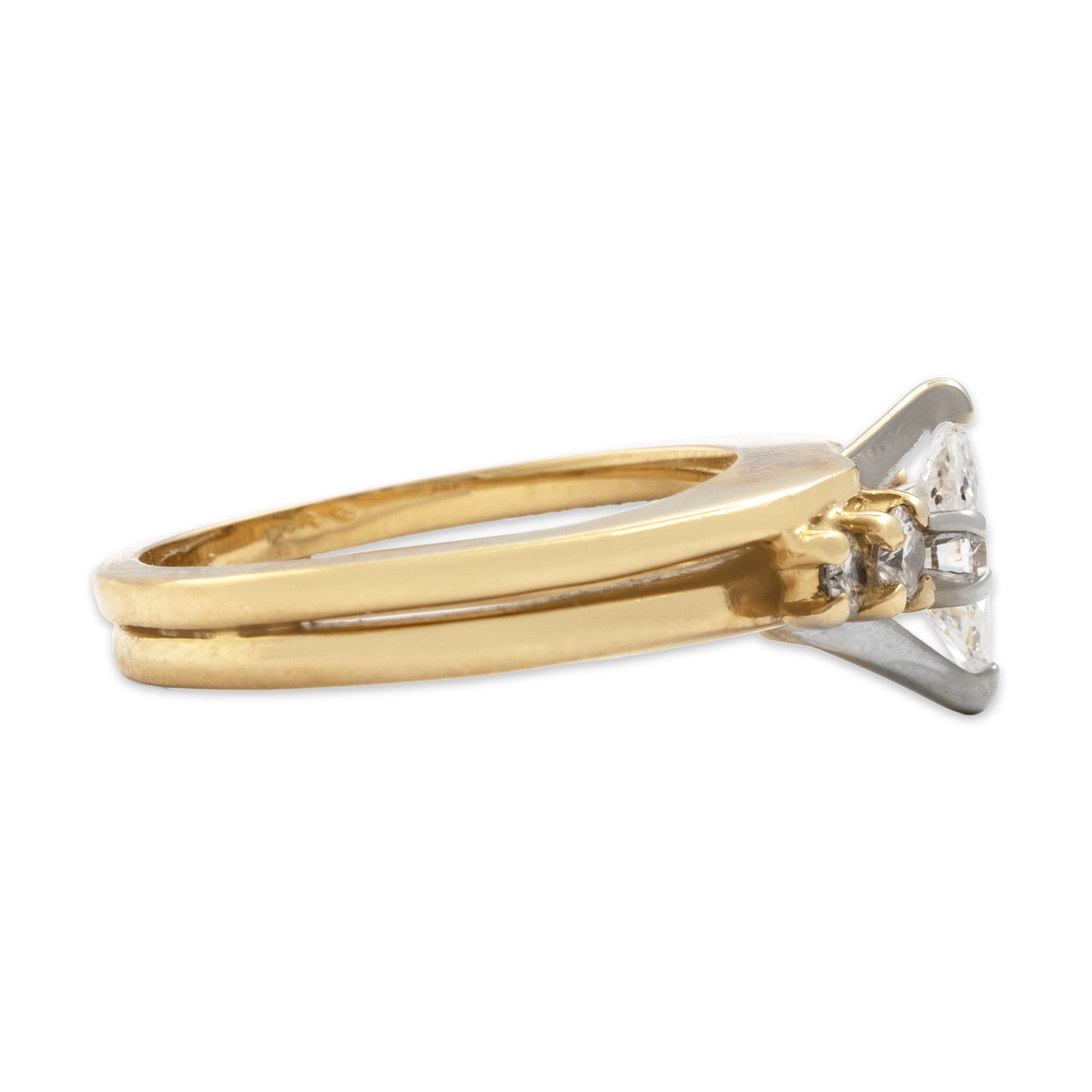 Vintage 14k Yellow Gold Diamond Marquise Ring - Side view