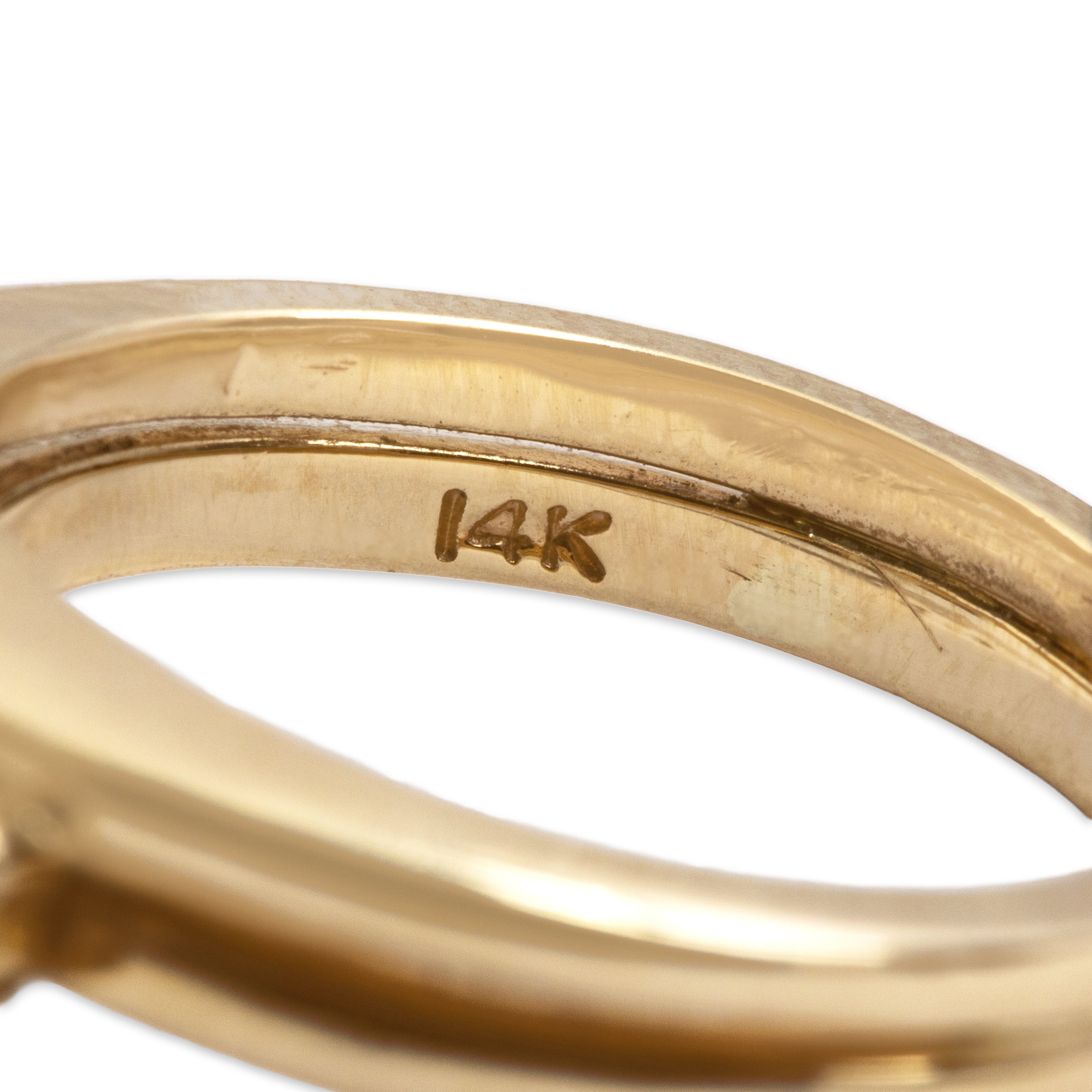 Vintage 14k Yellow Gold Diamond Marquise Ring - Hallmark view