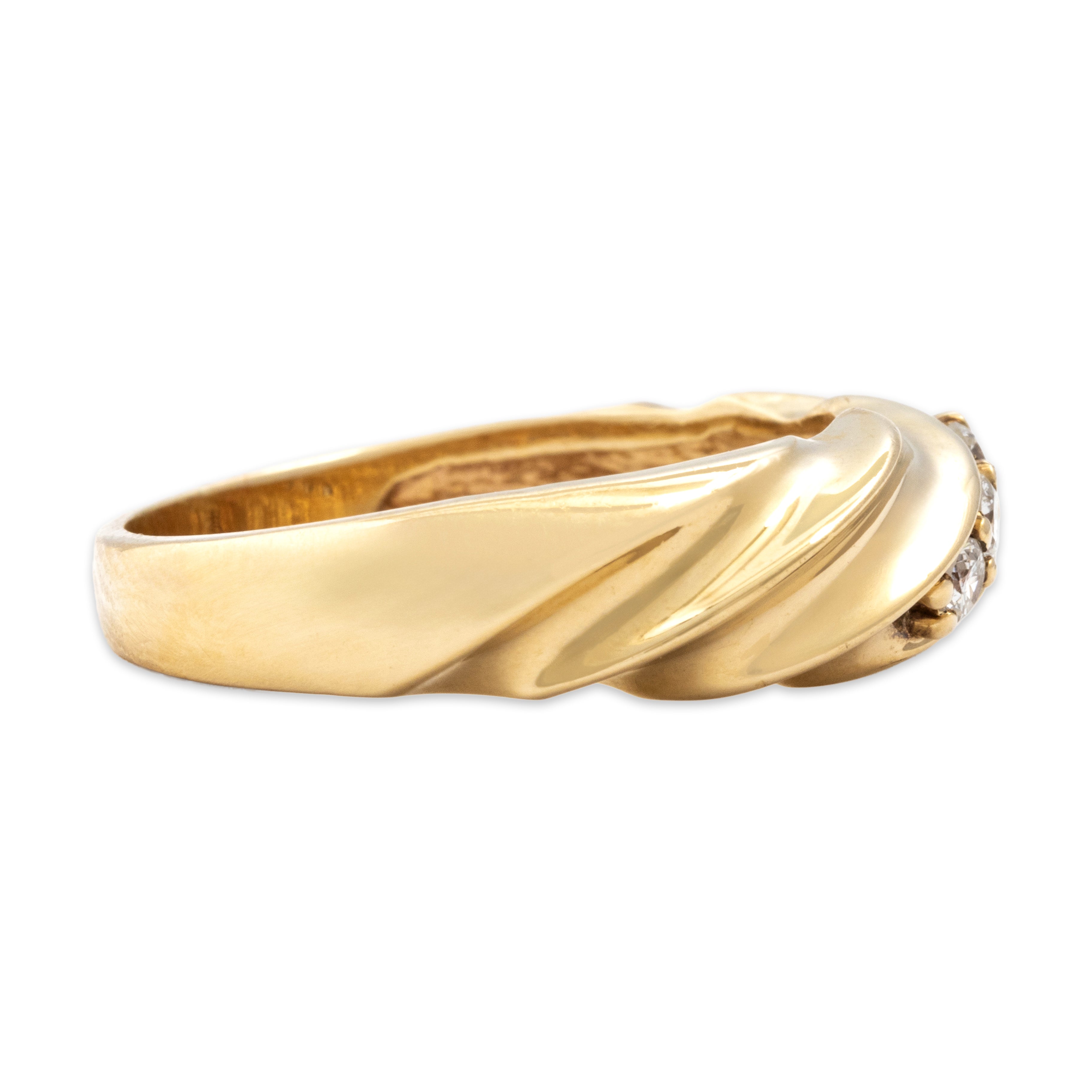 Vintage 14K Yellow Gold Diamond Wave Ridge Ring - Side view