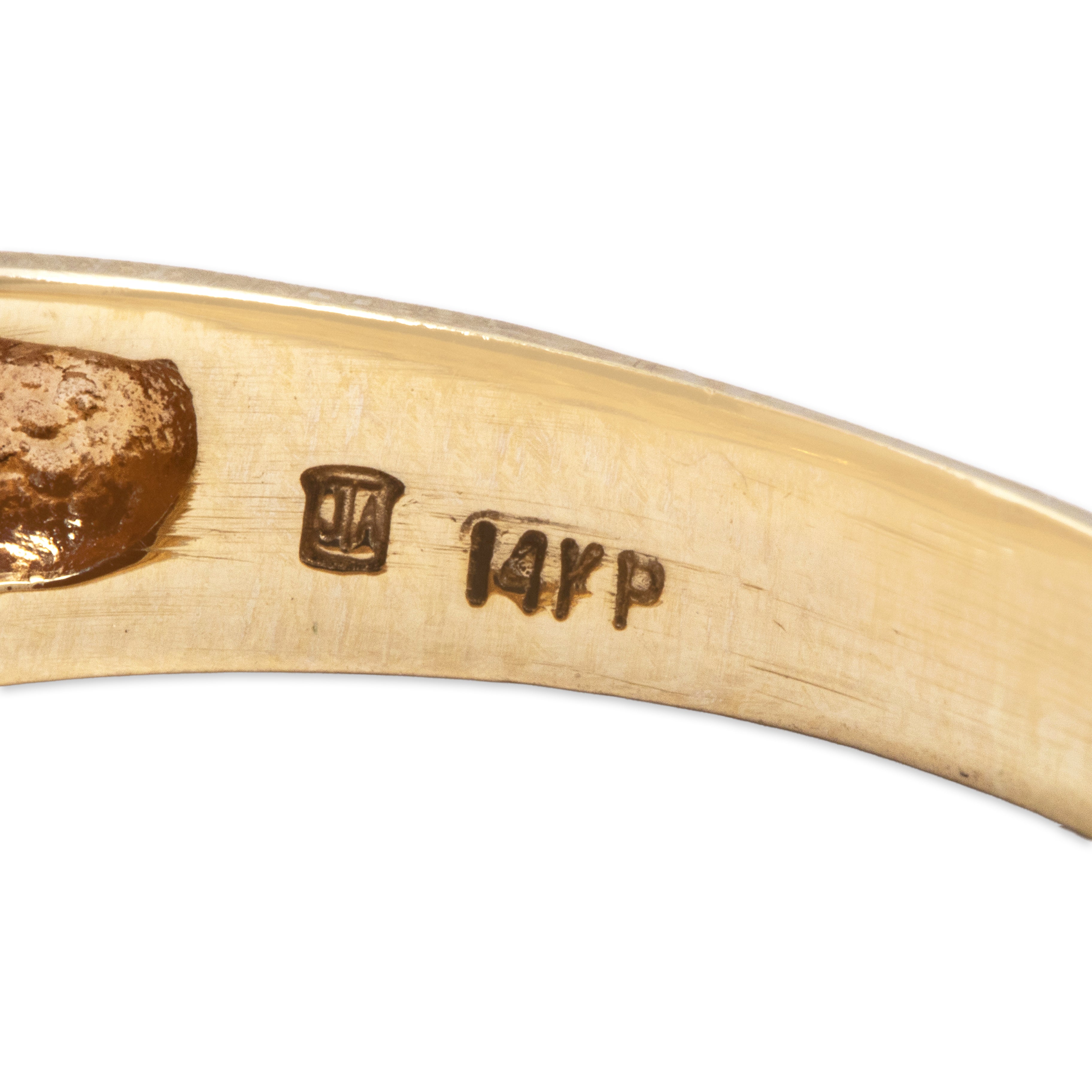 Vintage 14K Yellow Gold Diamond Wave Ridge Ring - Hallmark view