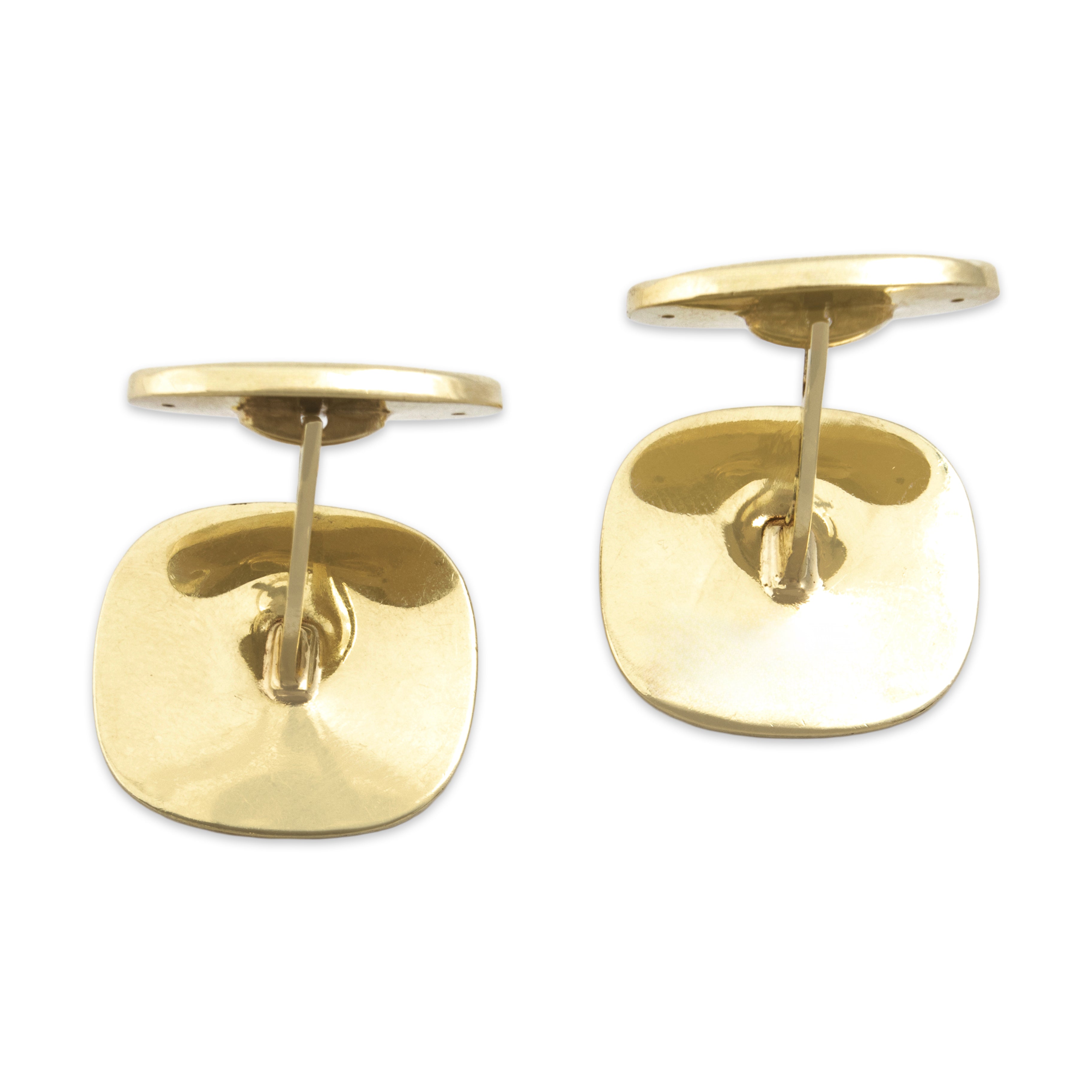 Vintage 14k Yellow Gold Bloodstone Bold Bezel Set Cufflinks - detail view #1