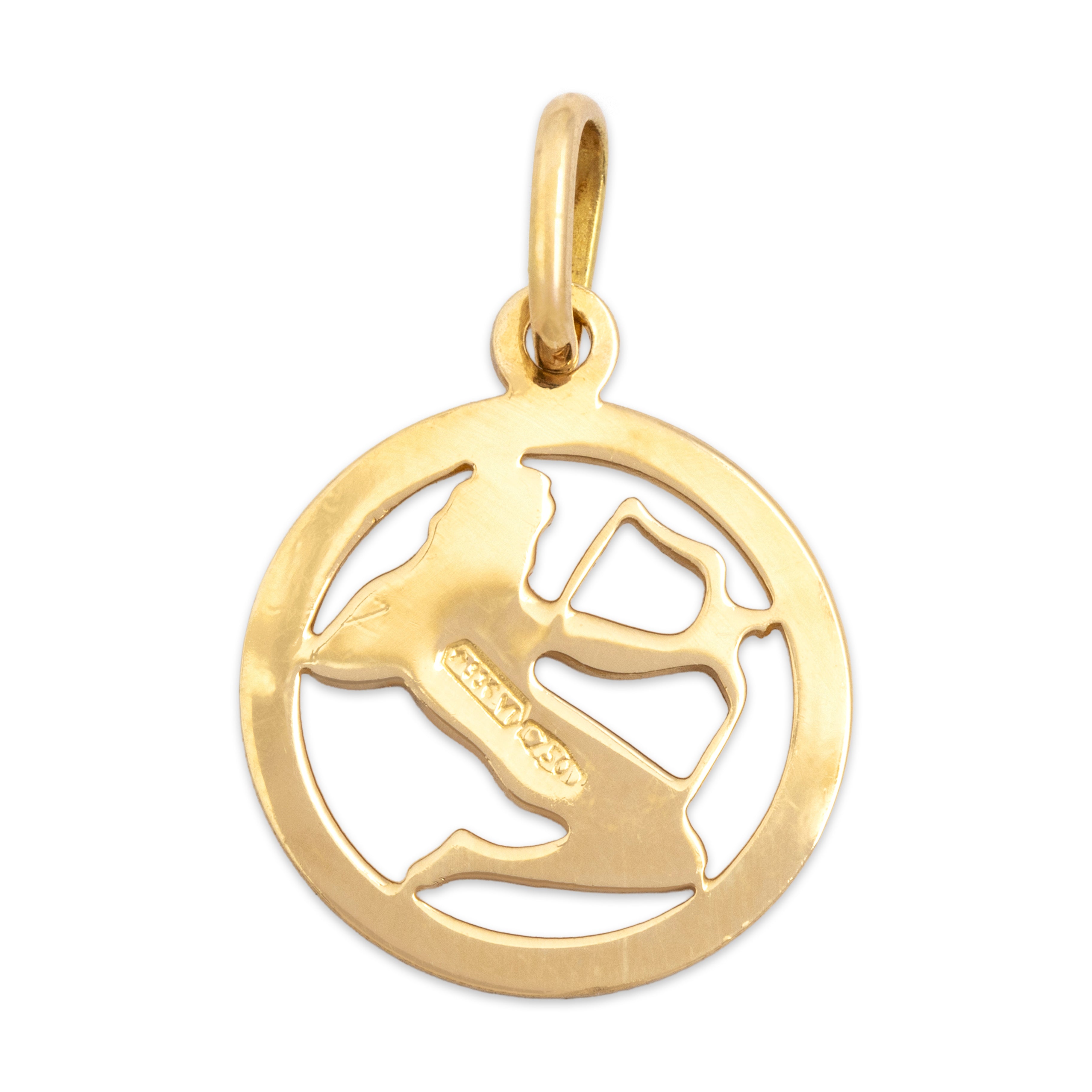 Vintage Italian 18k Yellow Gold Engine-Turned Figural Apollo Charm / Pendant - Back view