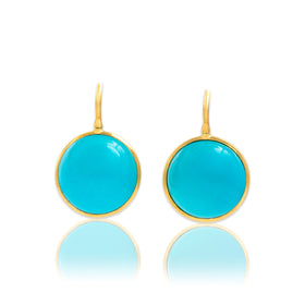 Vintage 18k Yellow Gold 17.24cttw Robin's Egg Turquoise Stunning Drop Earrings