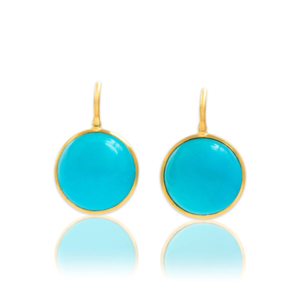 Vintage 18k Yellow Gold 17.24cttw Robin's Egg Turquoise Stunning Drop Earrings