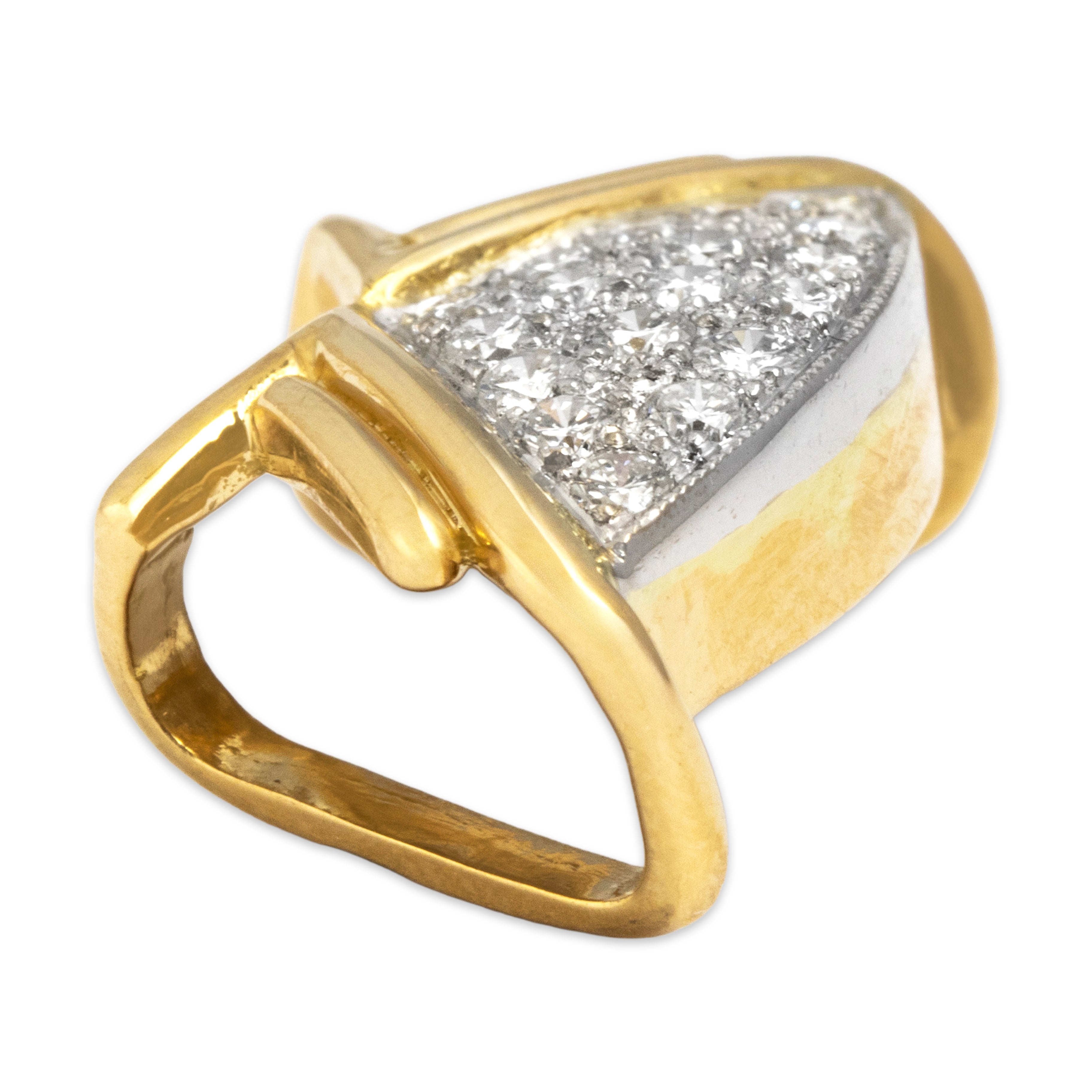 Vintage 18k Yellow & White Gold Diamond Sculptural Fan Slide Pendant - detail view #1