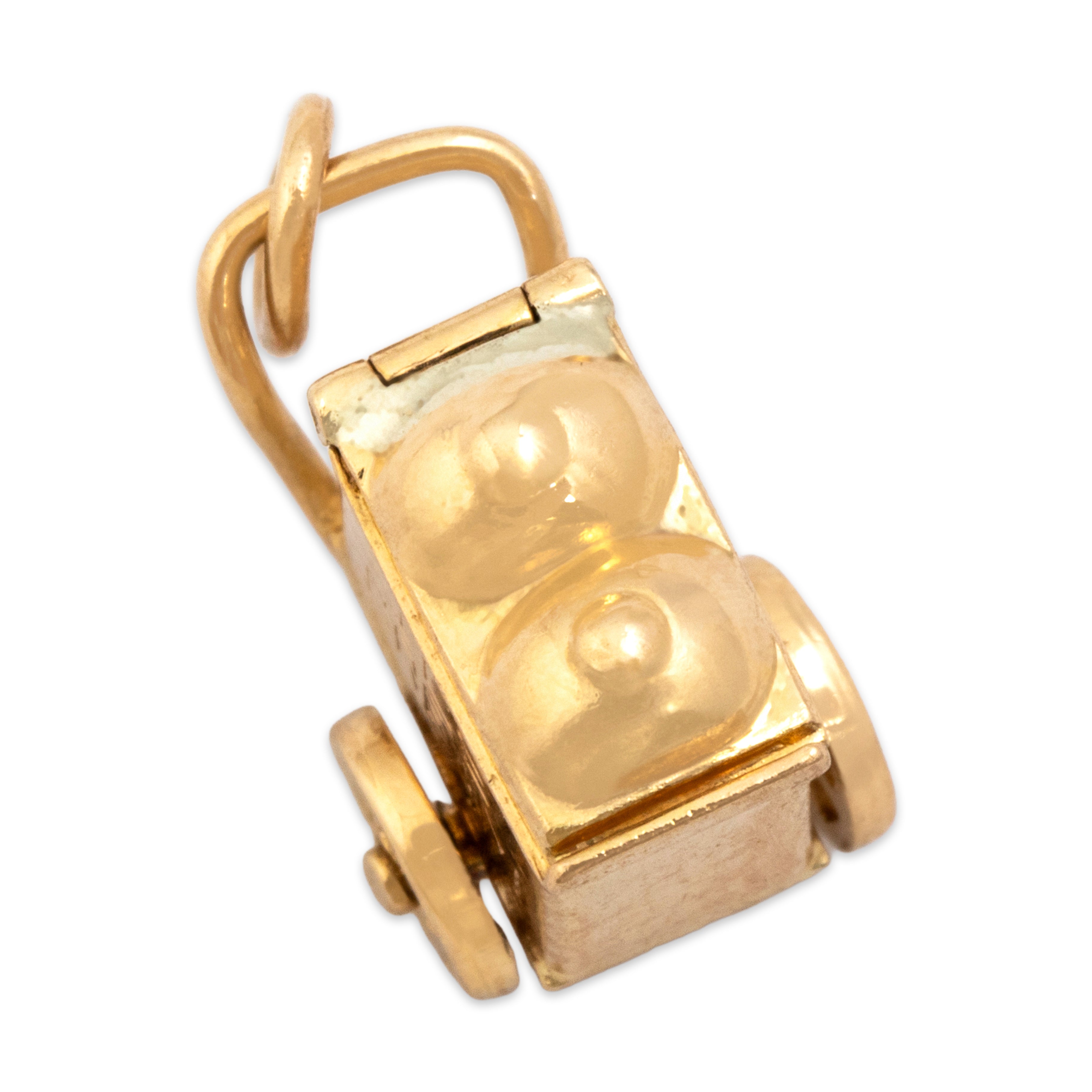 Vintage 14k Yellow Gold Articulating Ice Cream Cart Charm / Pendant - detail view #1