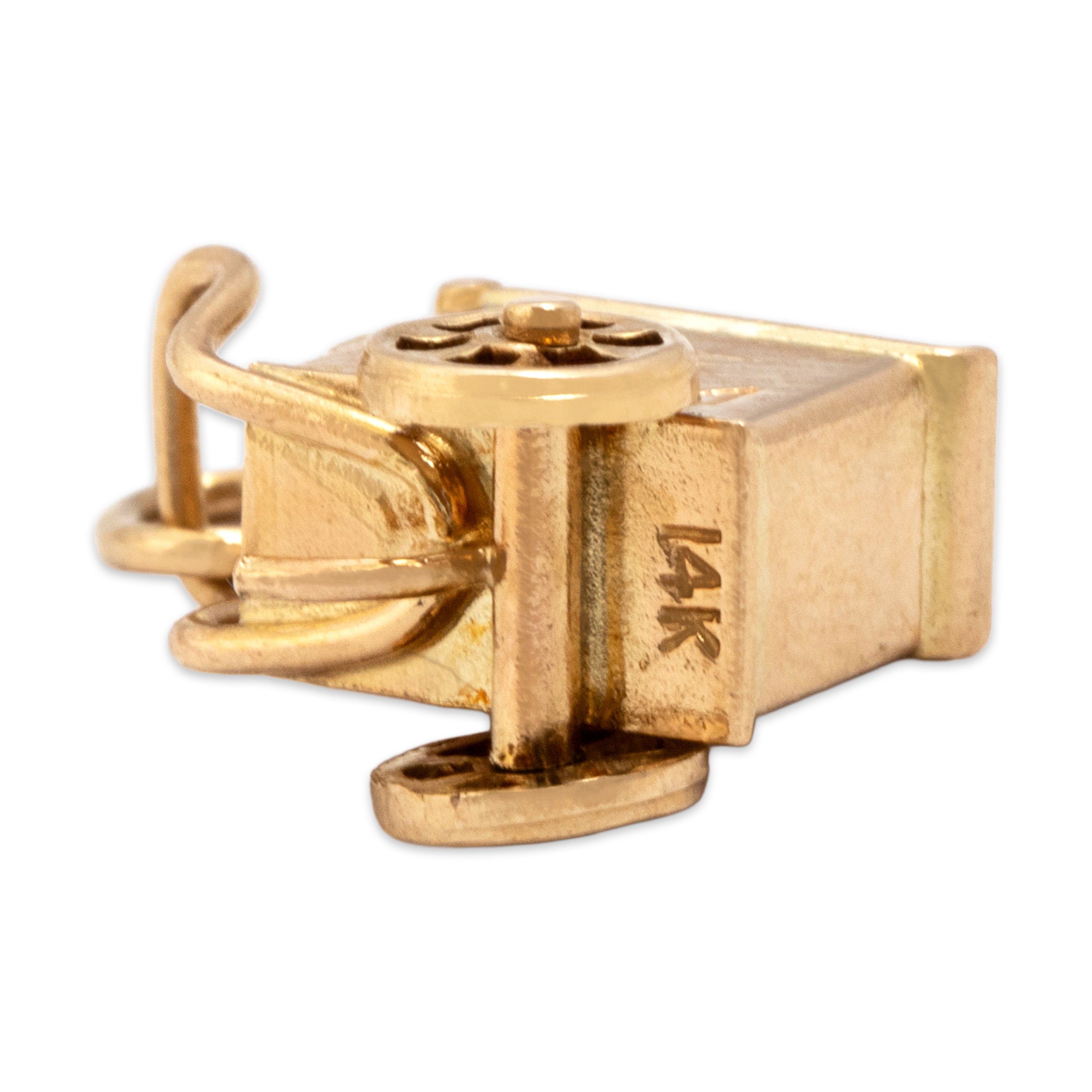 Vintage 14k Yellow Gold Articulating Ice Cream Cart Charm / Pendant - detail view #2