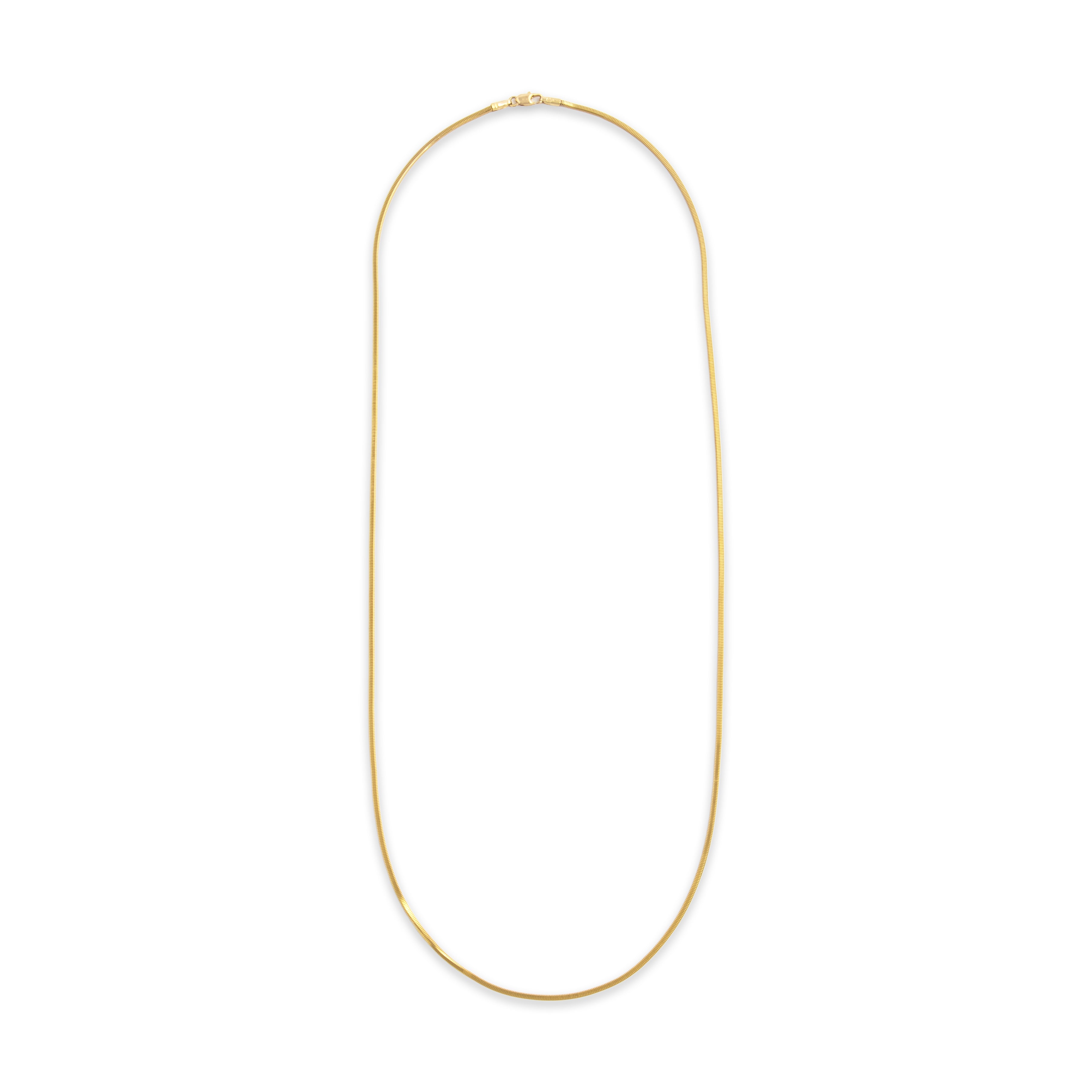 Vintage Italian 14k Yellow Gold Sleek Square Snake 1.5mm Chain - Overall view