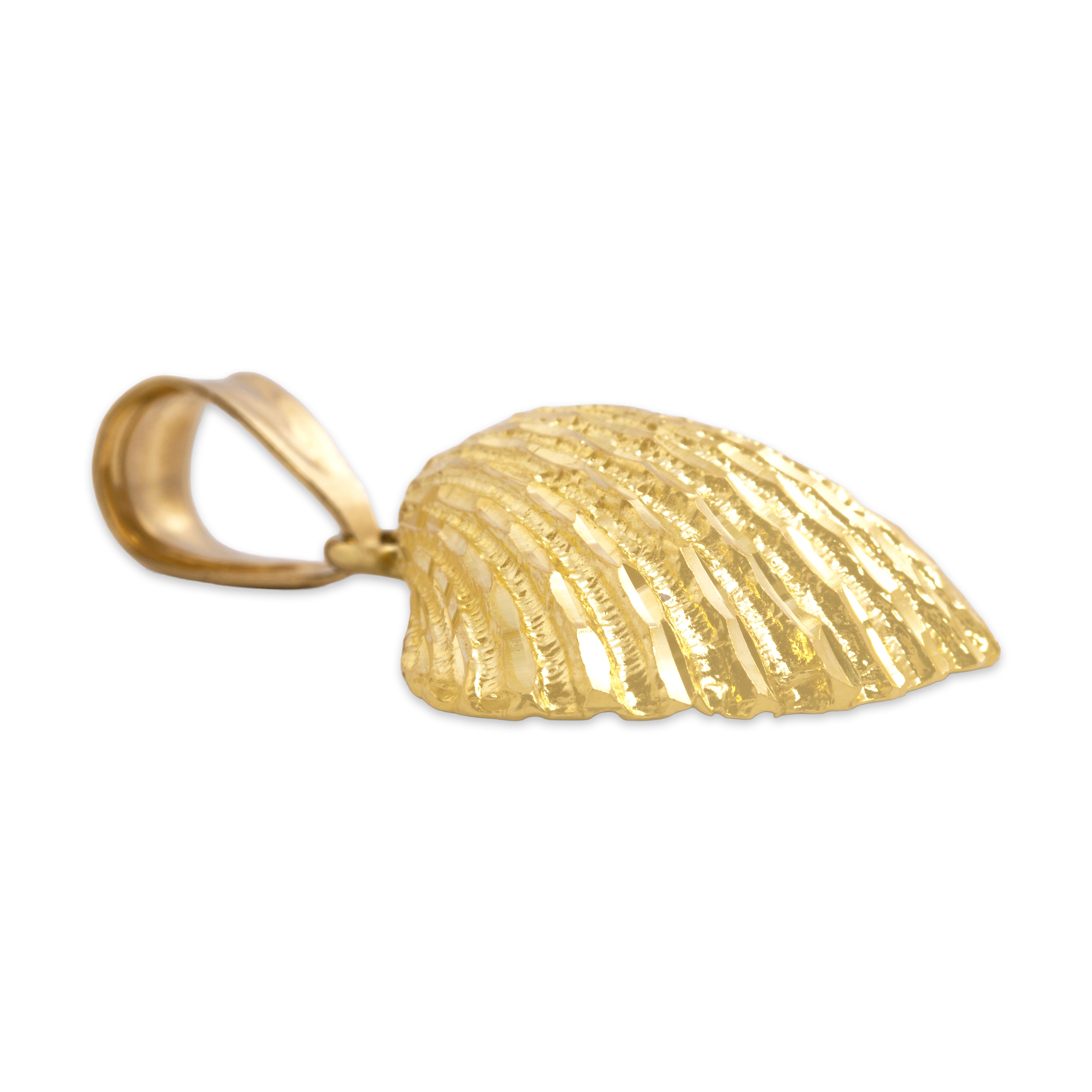 Vintage 14k Yellow Gold Seashell Pendant - Side view