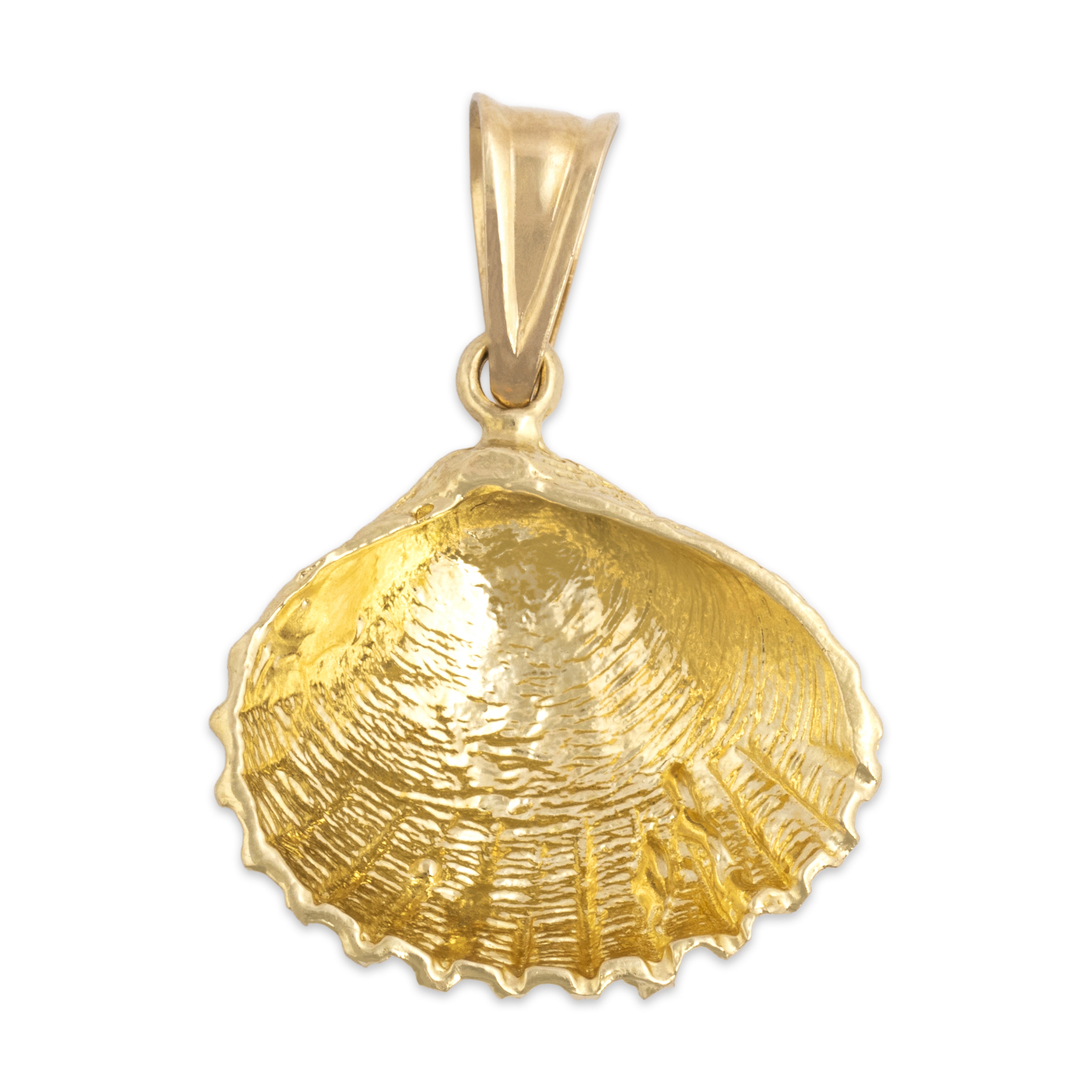 Vintage 14k Yellow Gold Seashell Pendant - Back view