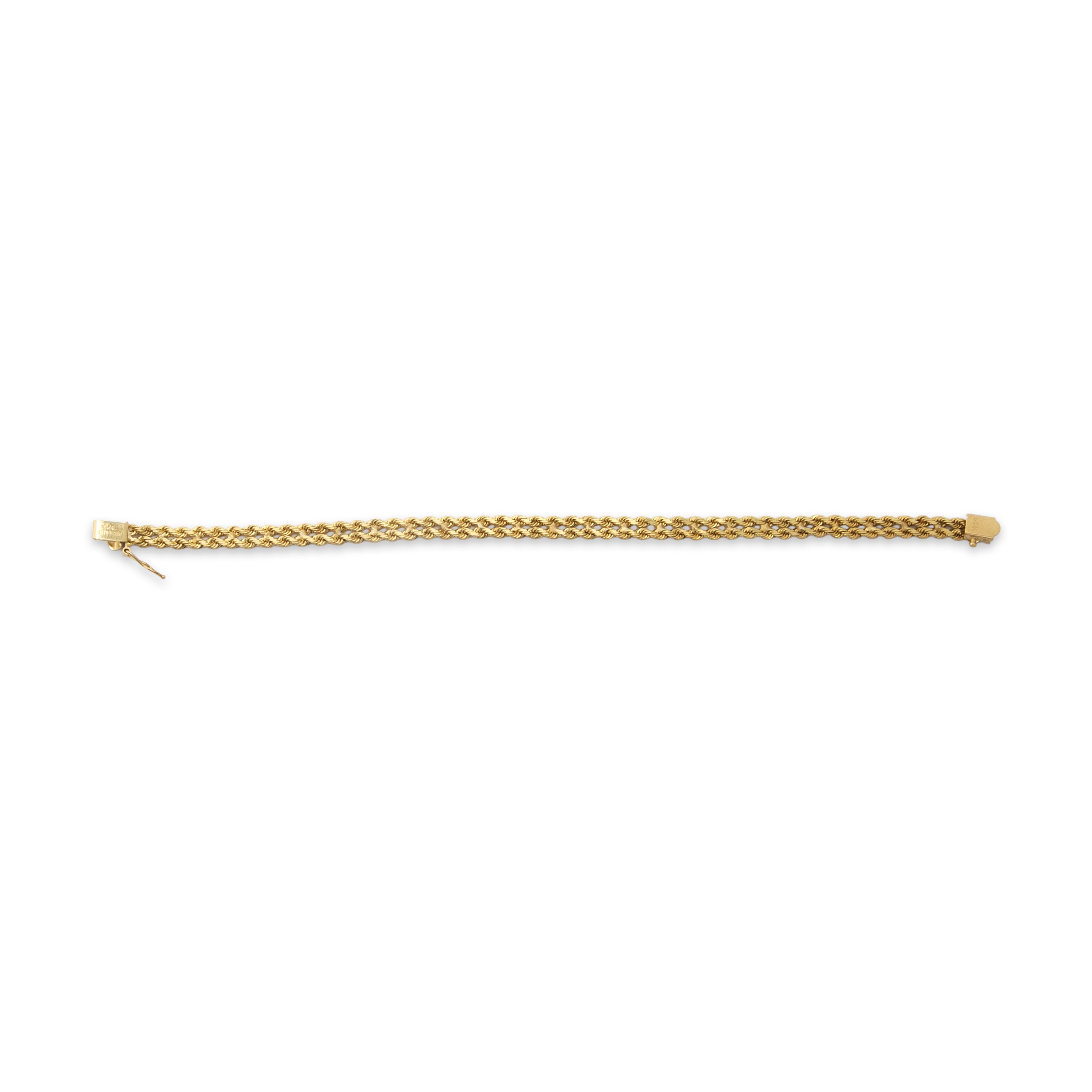 Vintage 14k Yellow Gold Double Row Twisted Rope Bracelet - Overall view