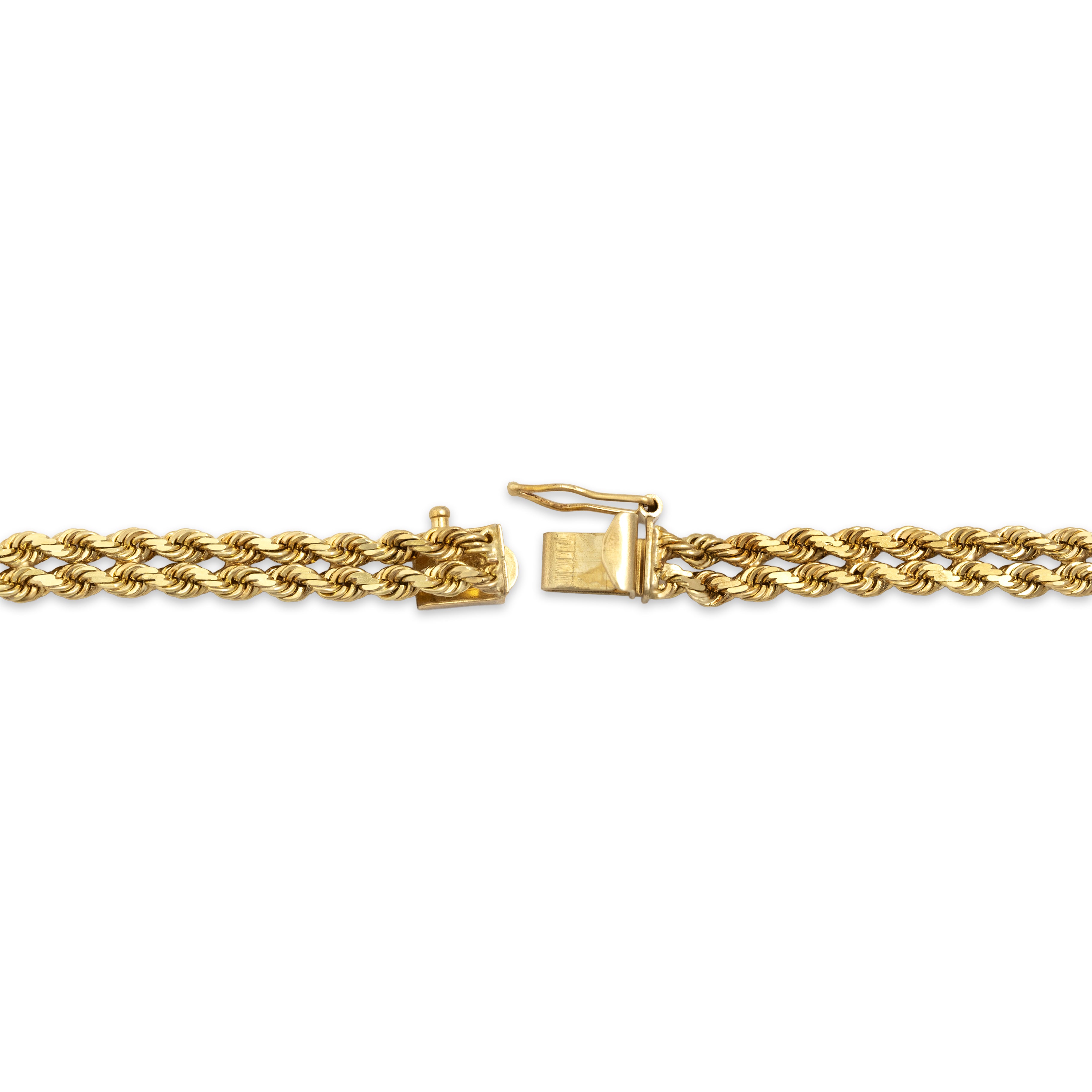 Vintage 14k Yellow Gold Double Row Twisted Rope Bracelet - clasp view