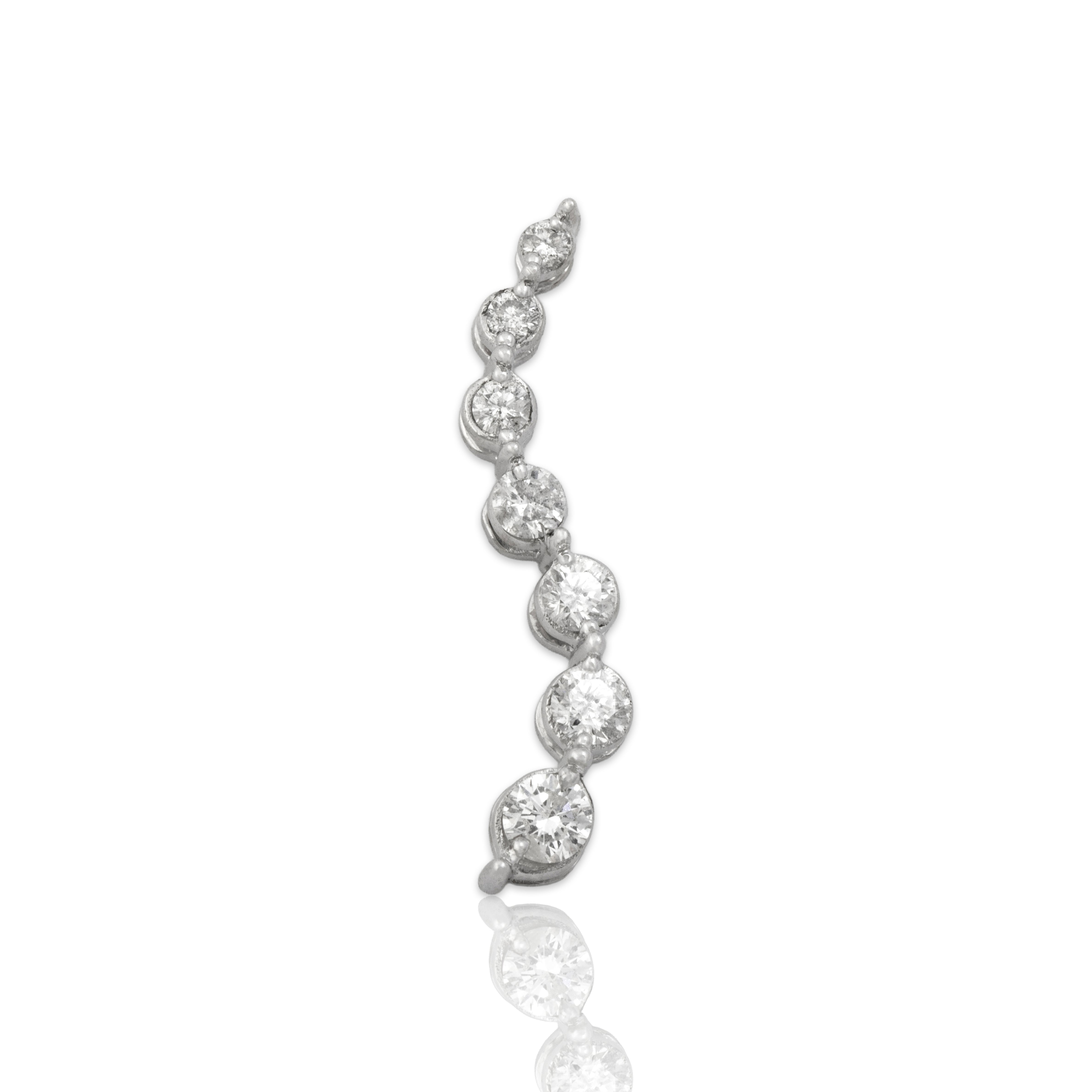 Vintage 14k White Gold Diamond Graduated Drop Pendant - Close-up view