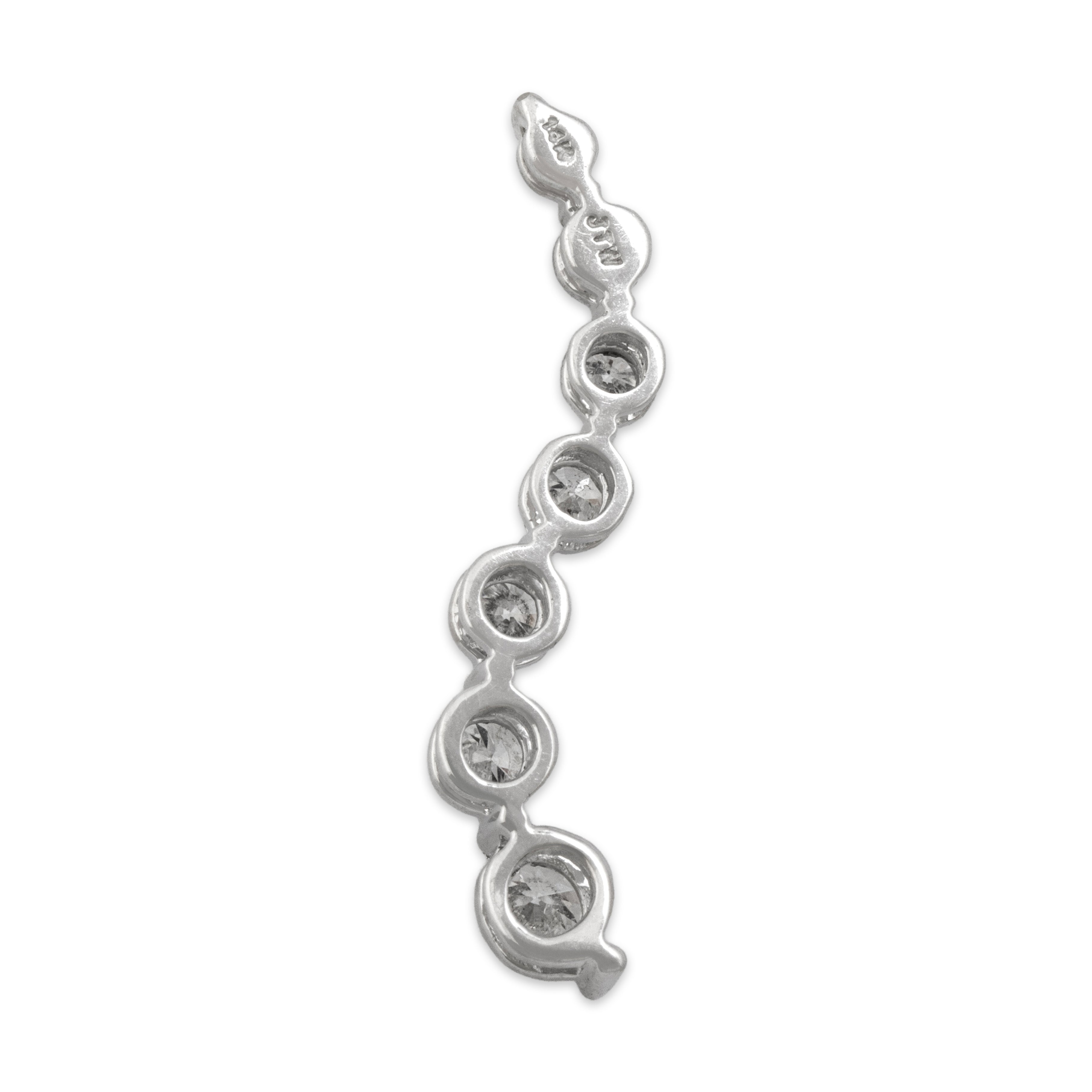 Vintage 14k White Gold Diamond Graduated Drop Pendant - Back view