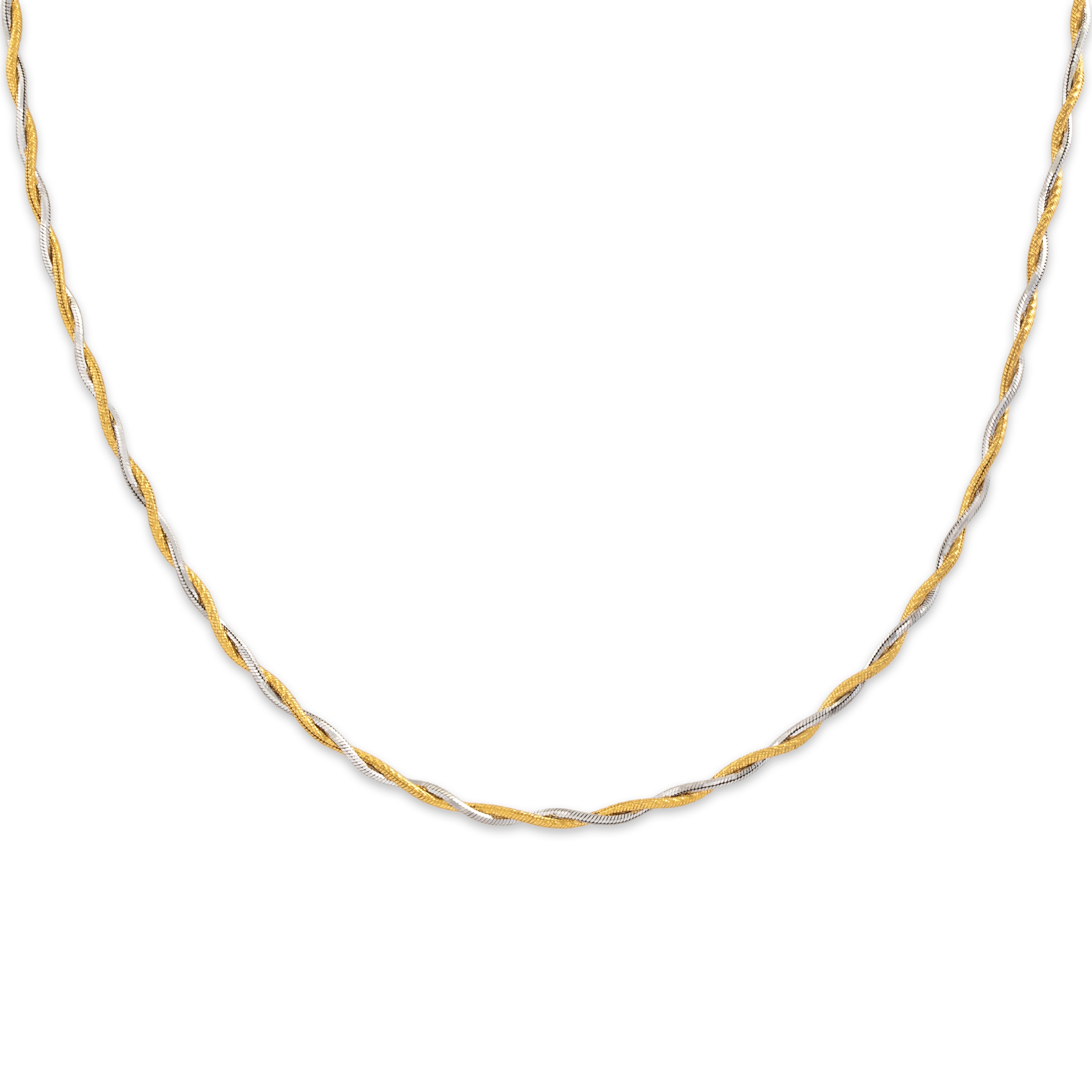 Vintage Italian 1.9mm 14k Yellow & White Gold Sleek Twisting Two-Strand Chain - detail view #1