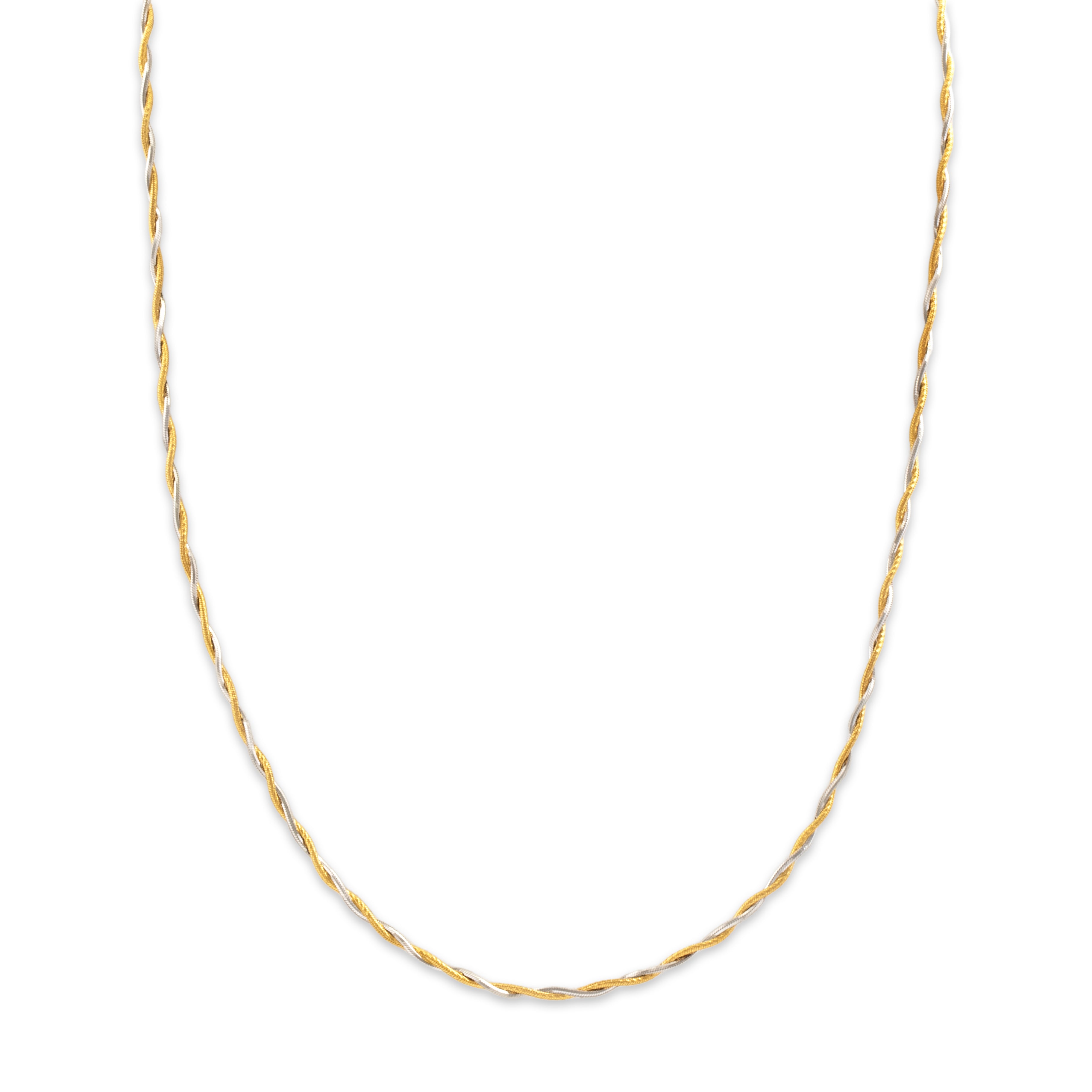 Vintage Italian 1.9mm 14k Yellow & White Gold Sleek Twisting Two-Strand Chain - Close-up view