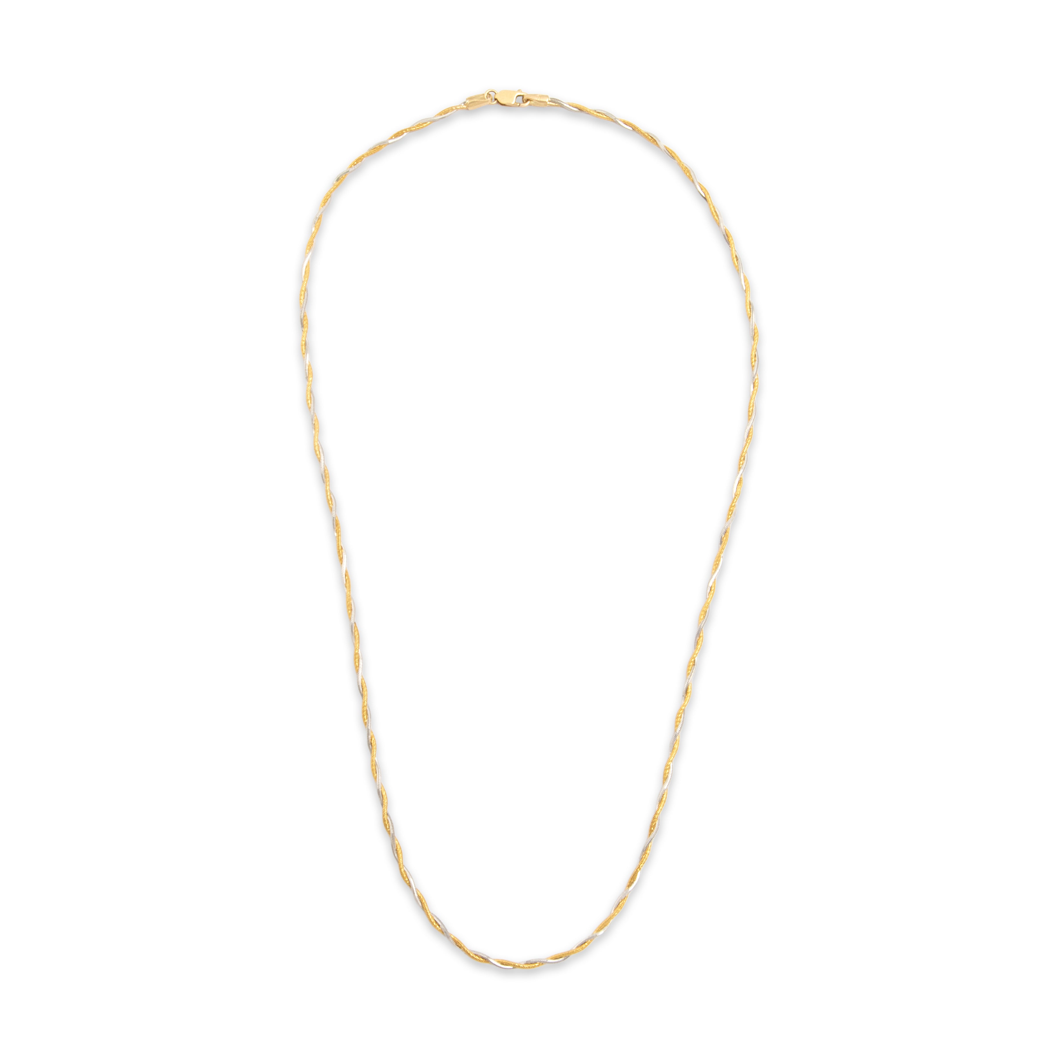 Vintage Italian 1.9mm 14k Yellow & White Gold Sleek Twisting Two-Strand Chain - Overall view