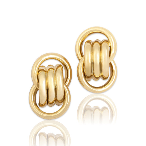 Vintage 14k Yellow Gold Chic Doorknocker Stud Earrings