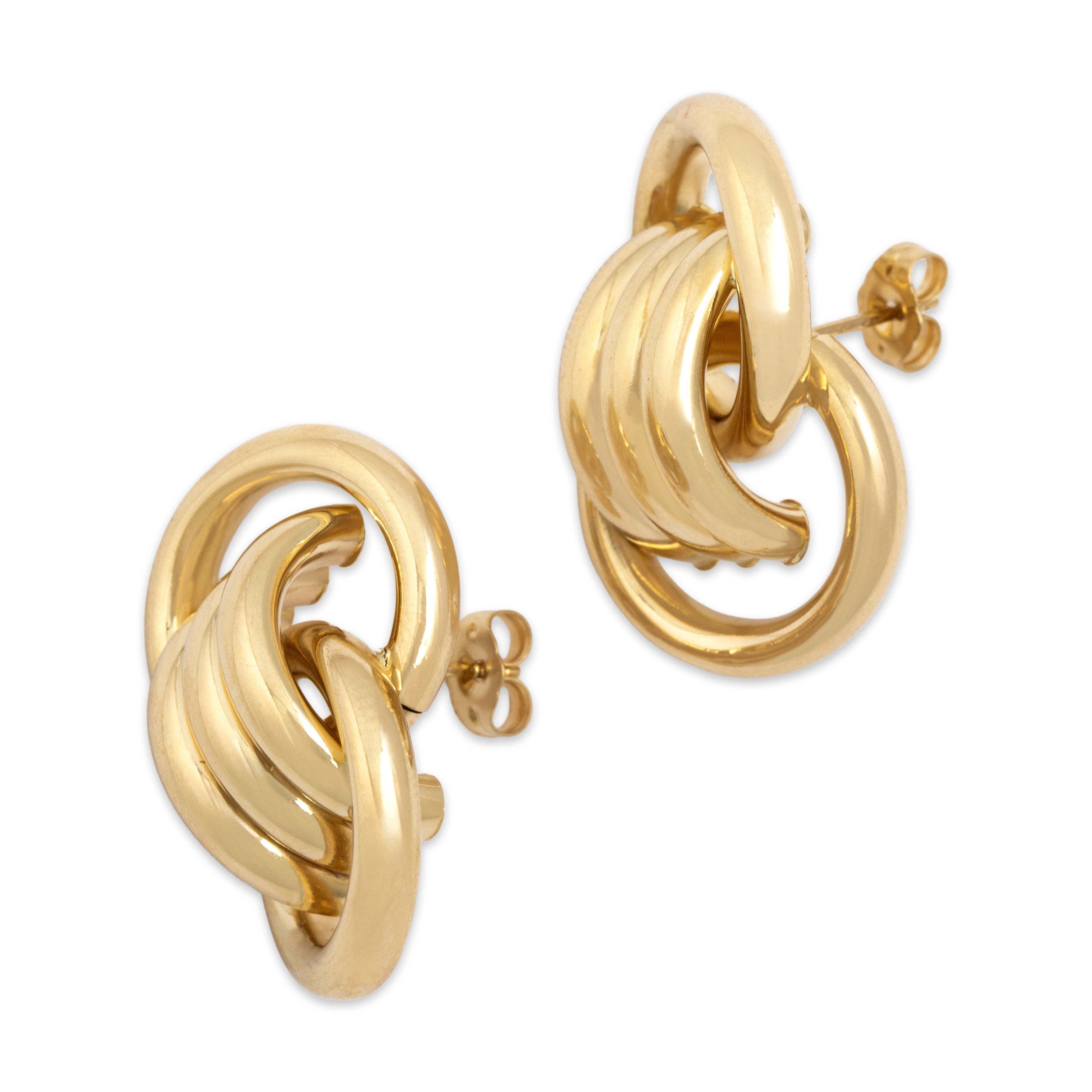 Vintage 14K Yellow Gold Doorknocker Stud Earrings - Side view
