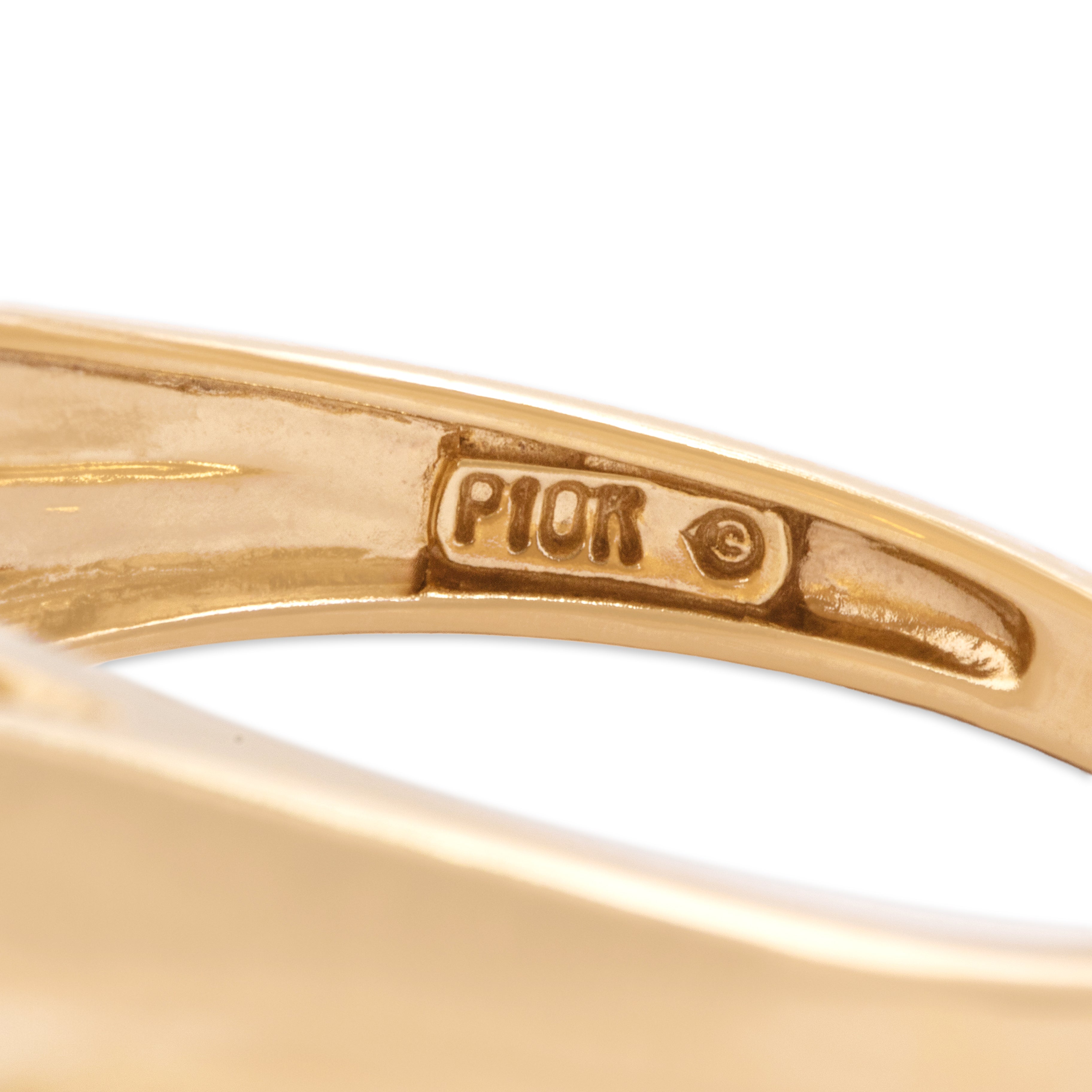 Vintage 10k Yellow Gold Pearl Dual Textured Illusion Bypass Ring - Hallmark view