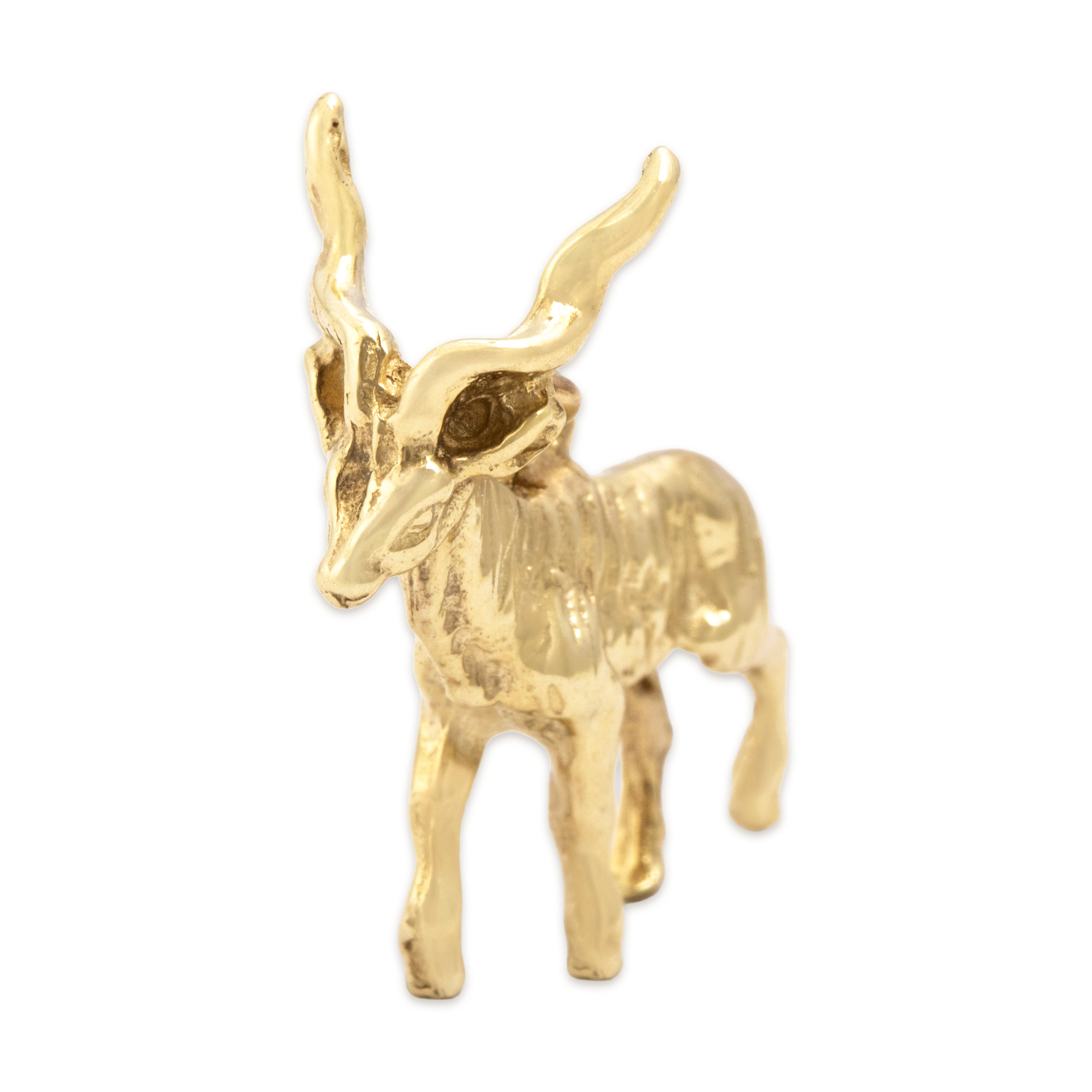 Vintage Heavy 10k Yellow Gold Antelope Charm / Pendant - detail view #1