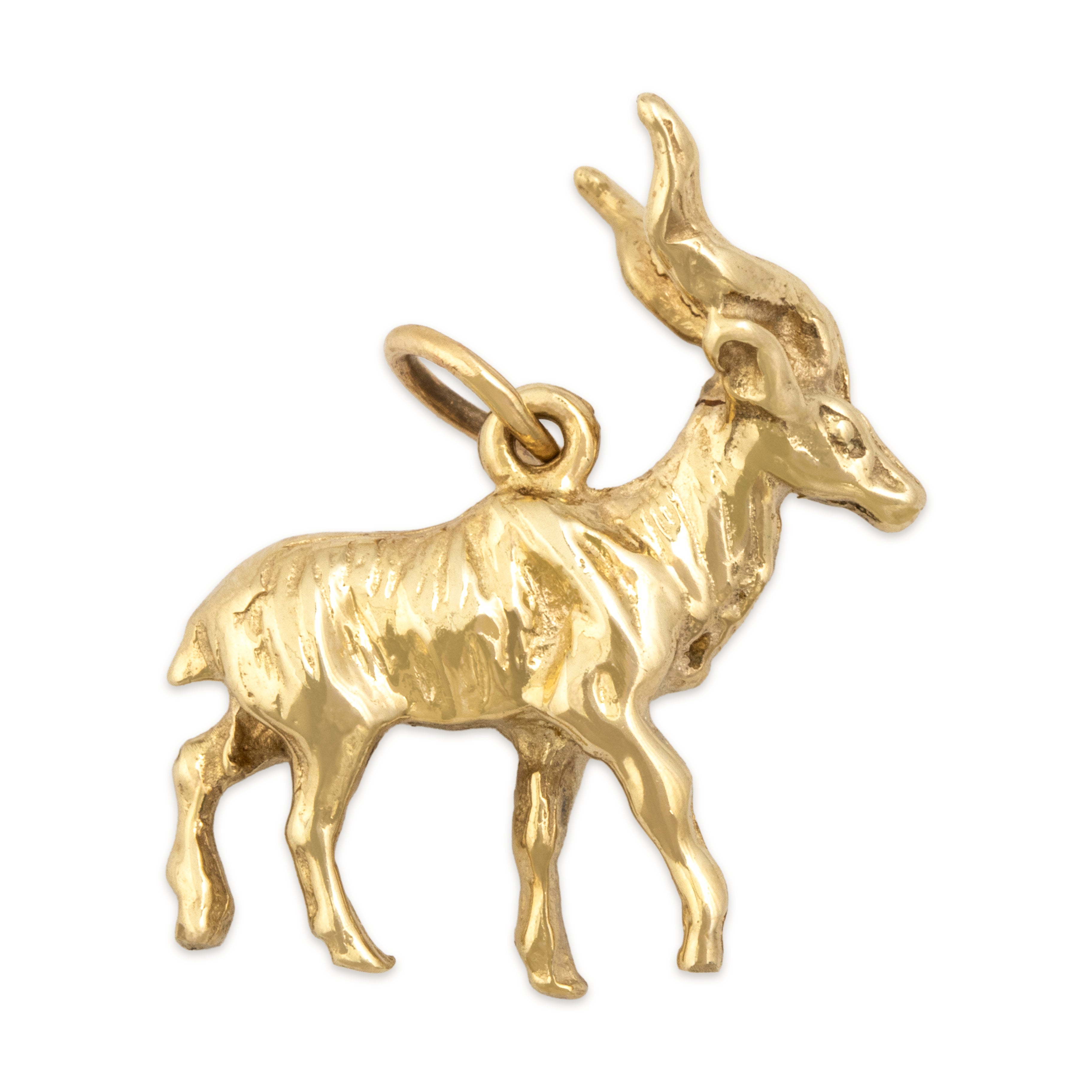 Vintage Heavy 10k Yellow Gold Antelope Charm / Pendant - detail view #2