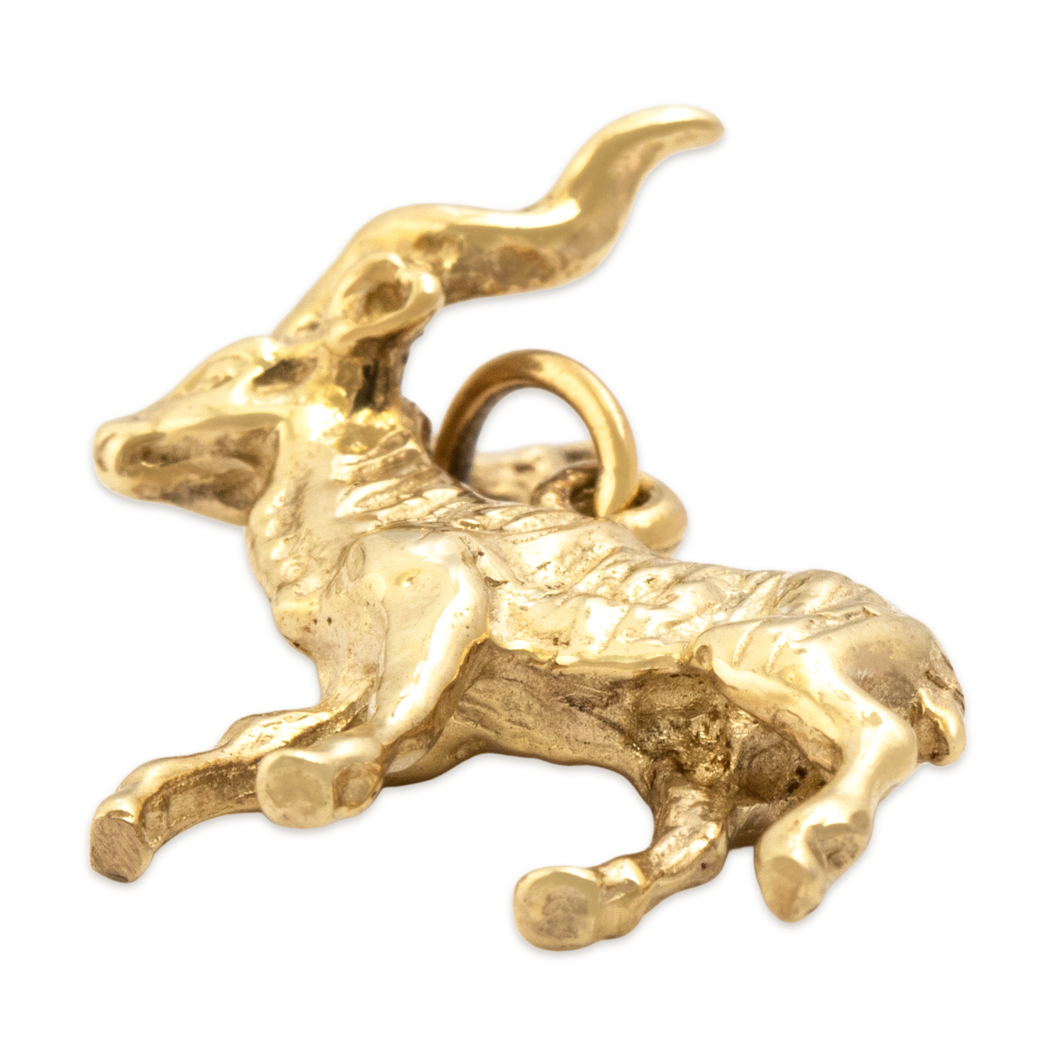Vintage Heavy 10k Yellow Gold Antelope Charm / Pendant - detail view #3
