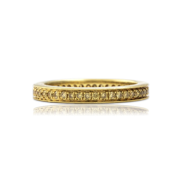 Vintage 18k Yellow Gold .48cttw Yellow Diamond Beautiful Eternity Band Ring 6.25