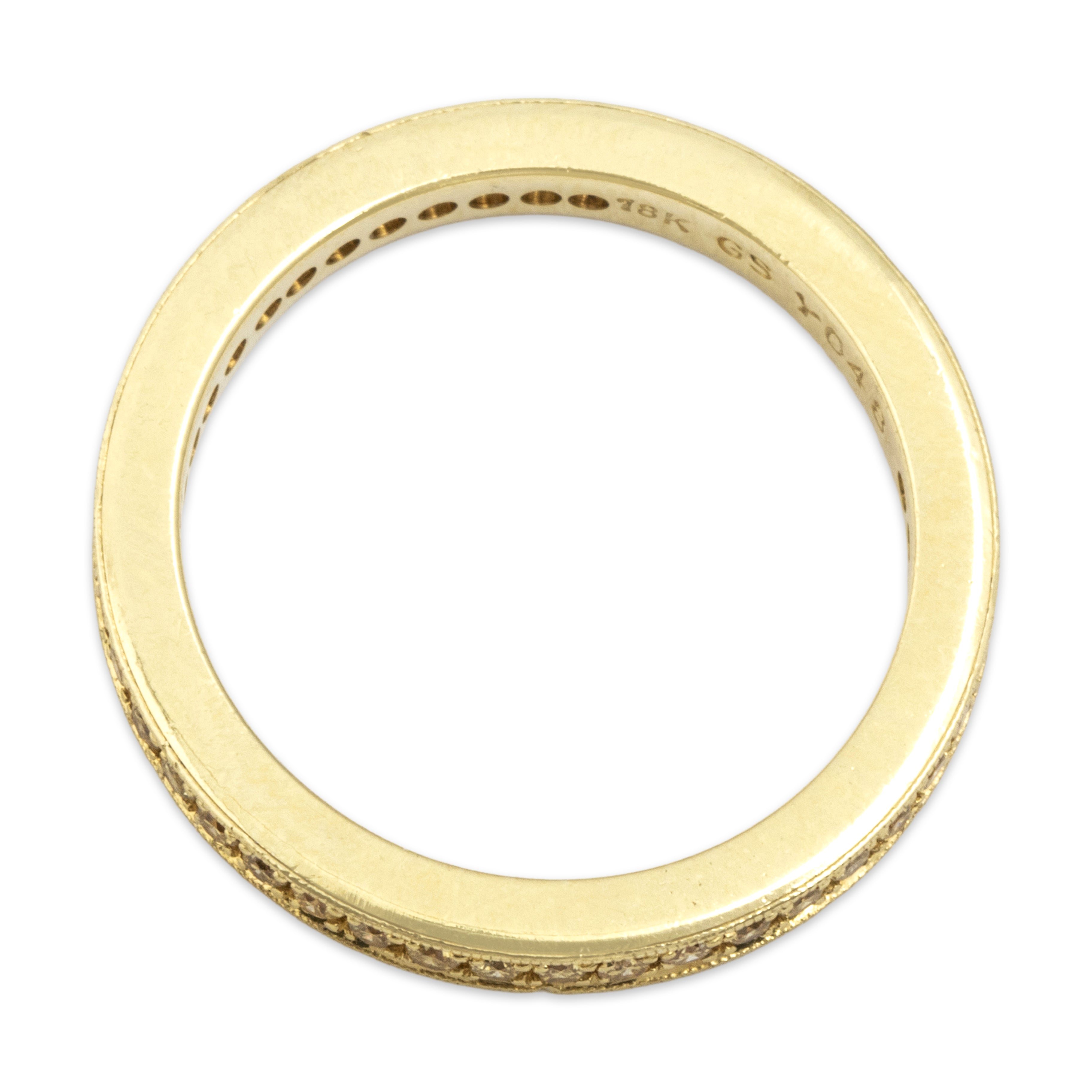 Vintage 18k Yellow Gold Yellow Diamond Sparkling Eternity Band Ring - detail view #1