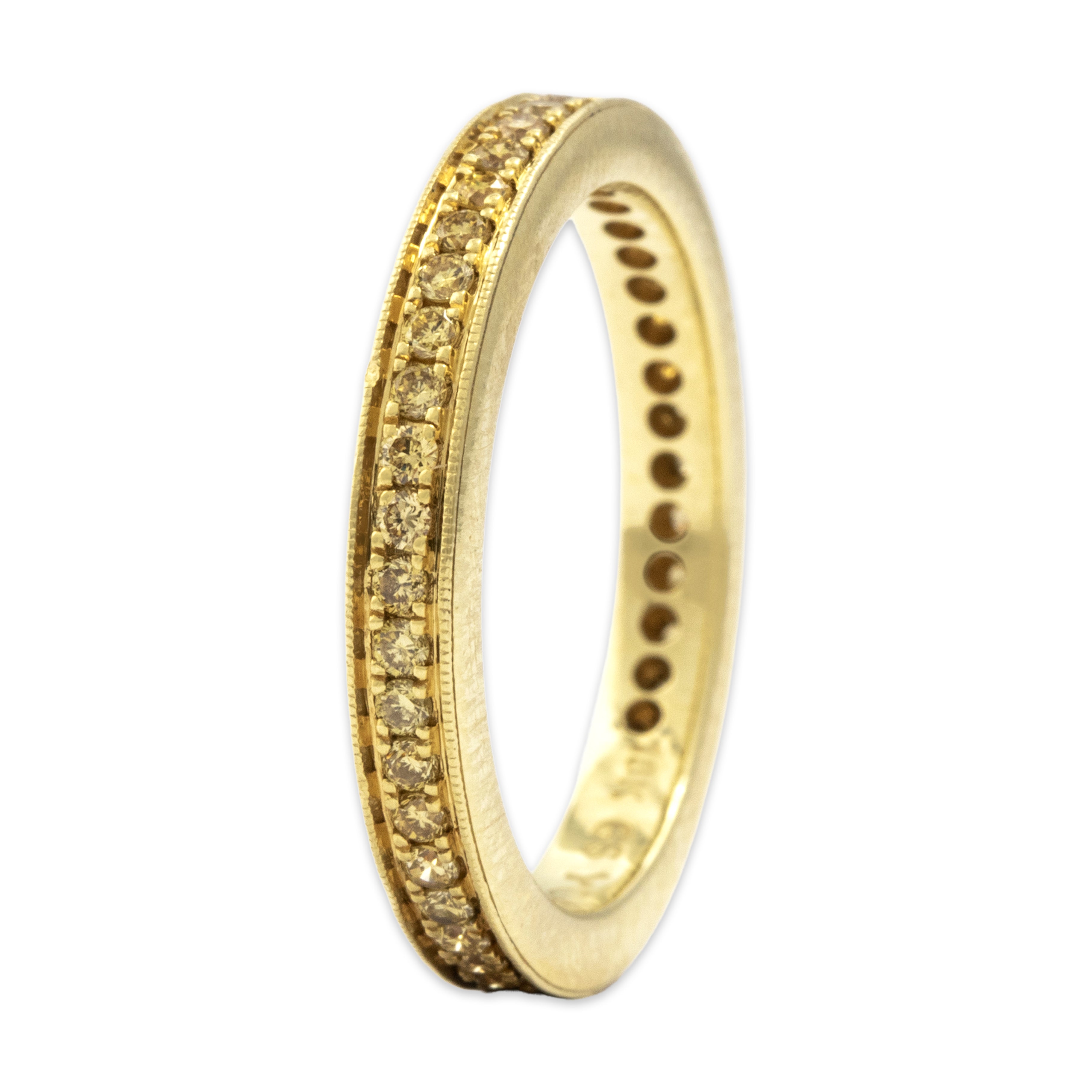 Vintage 18k Yellow Gold Yellow Diamond Sparkling Eternity Band Ring - detail view #2