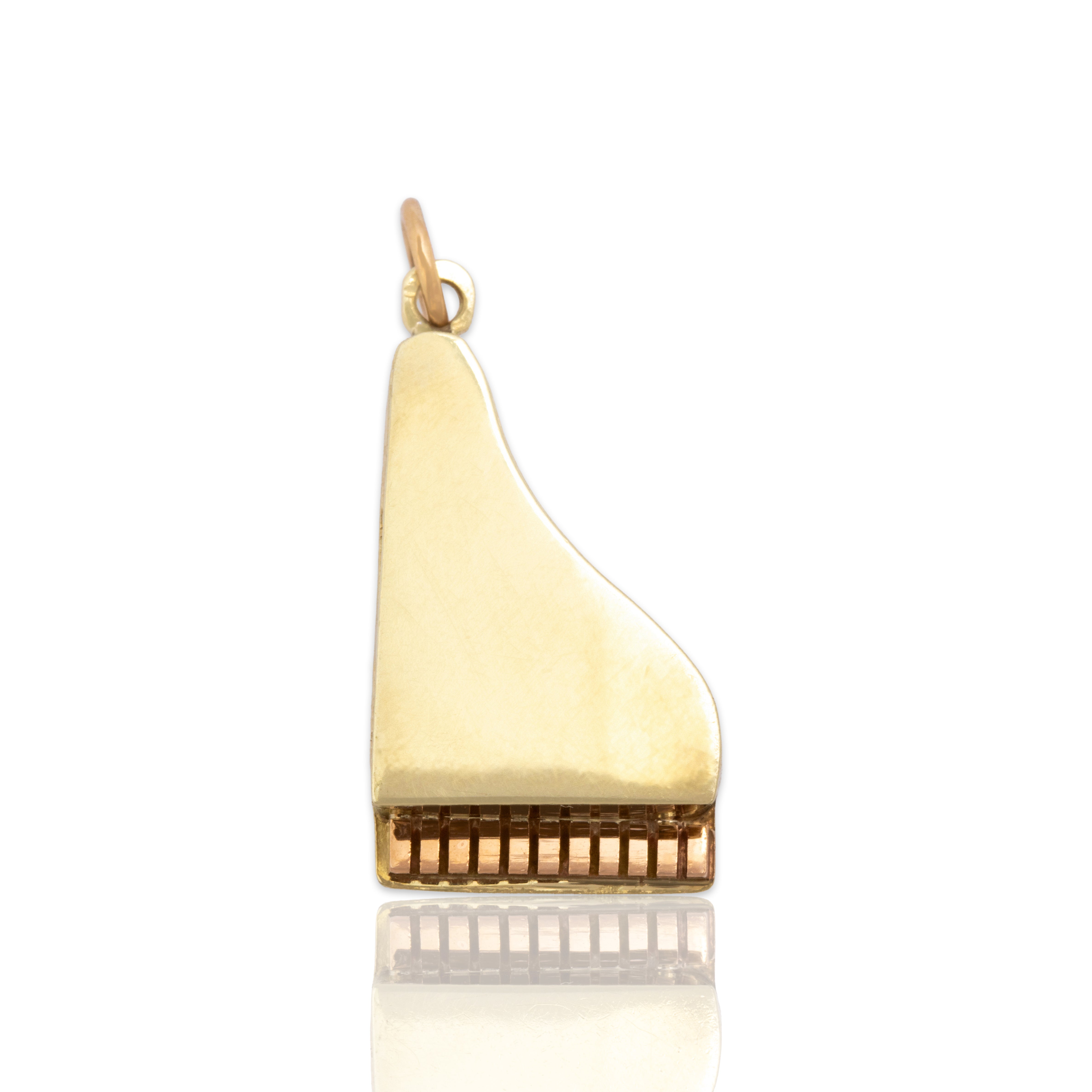 Vintage Austrian 14k Yellow & Rose Gold Musical Articulated Piano Charm / Pendant - Close-up view