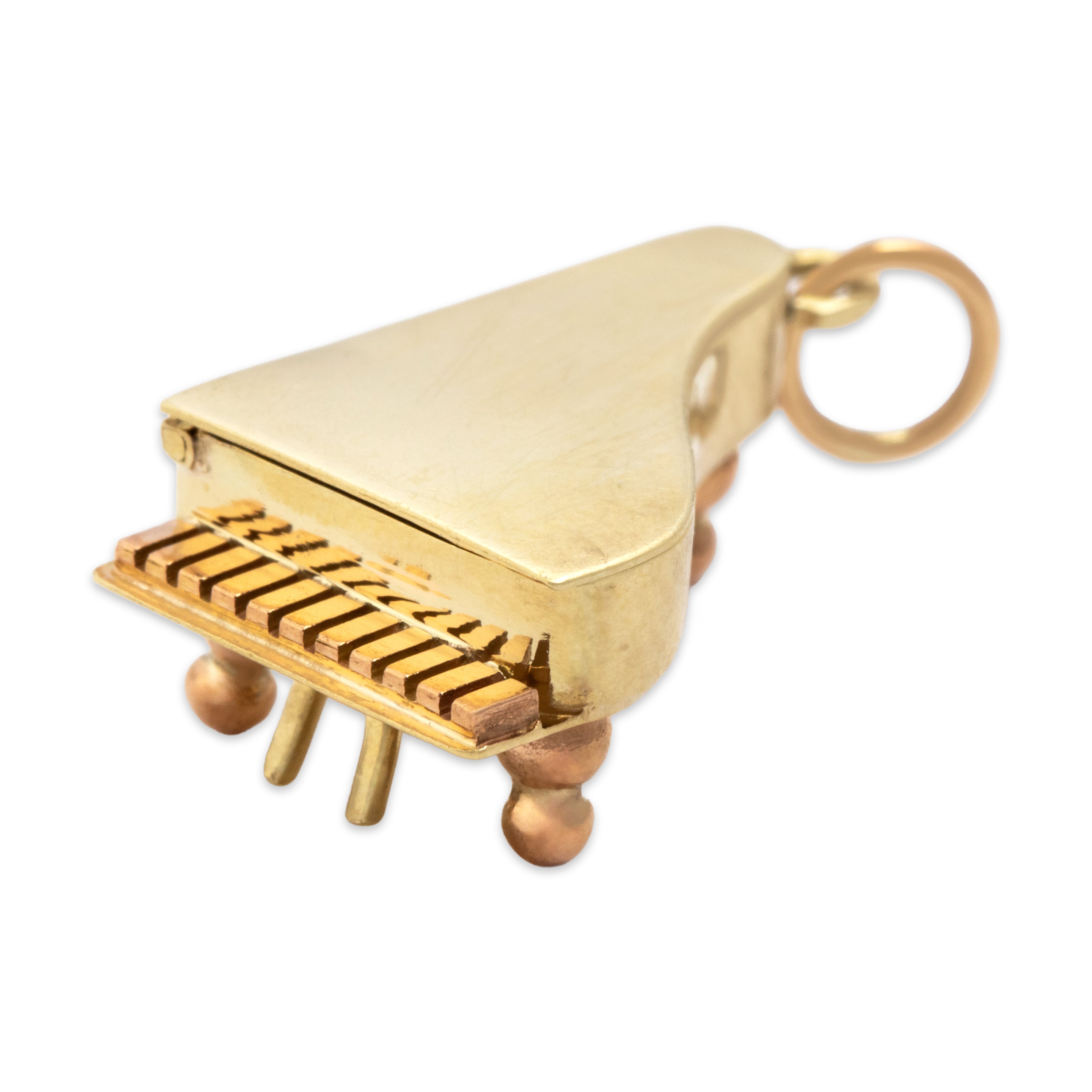 Vintage Austrian 14k Yellow & Rose Gold Musical Articulated Piano Charm / Pendant - detail view #4