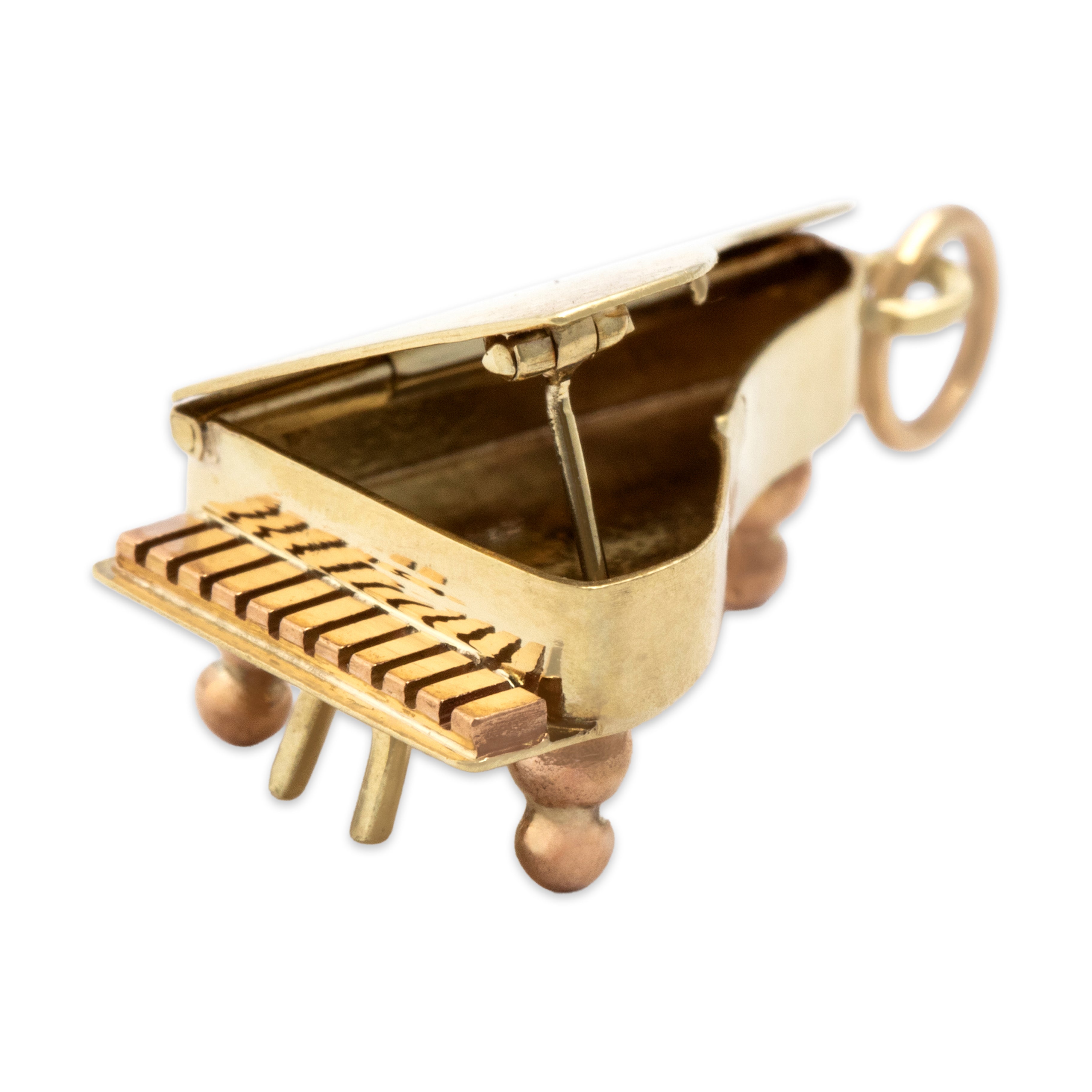 Vintage Austrian 14k Yellow & Rose Gold Musical Articulated Piano Charm / Pendant - detail view #1