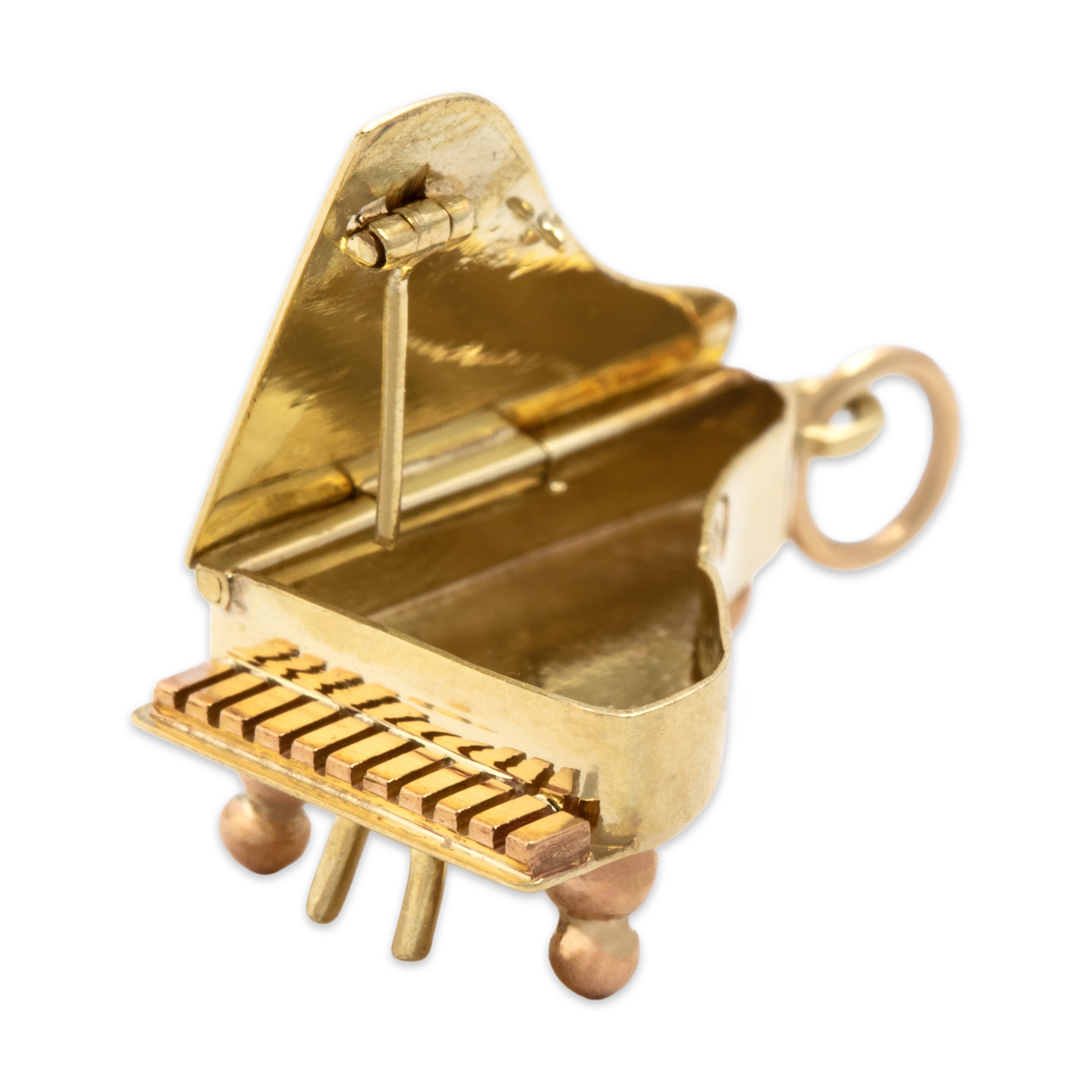 Vintage Austrian 14k Yellow & Rose Gold Musical Articulated Piano Charm / Pendant - detail view #2
