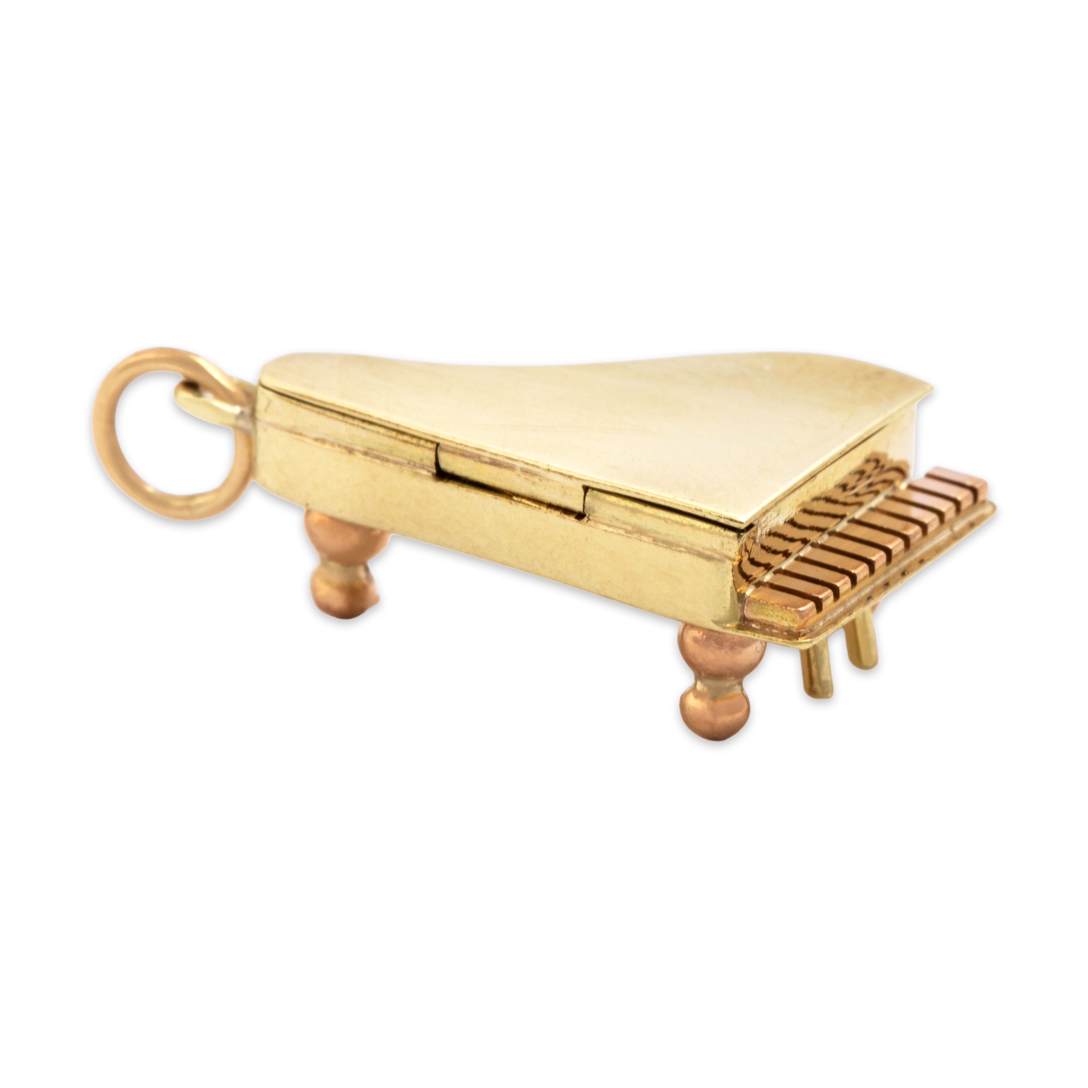 Vintage Austrian 14k Yellow & Rose Gold Musical Articulated Piano Charm / Pendant - detail view #3