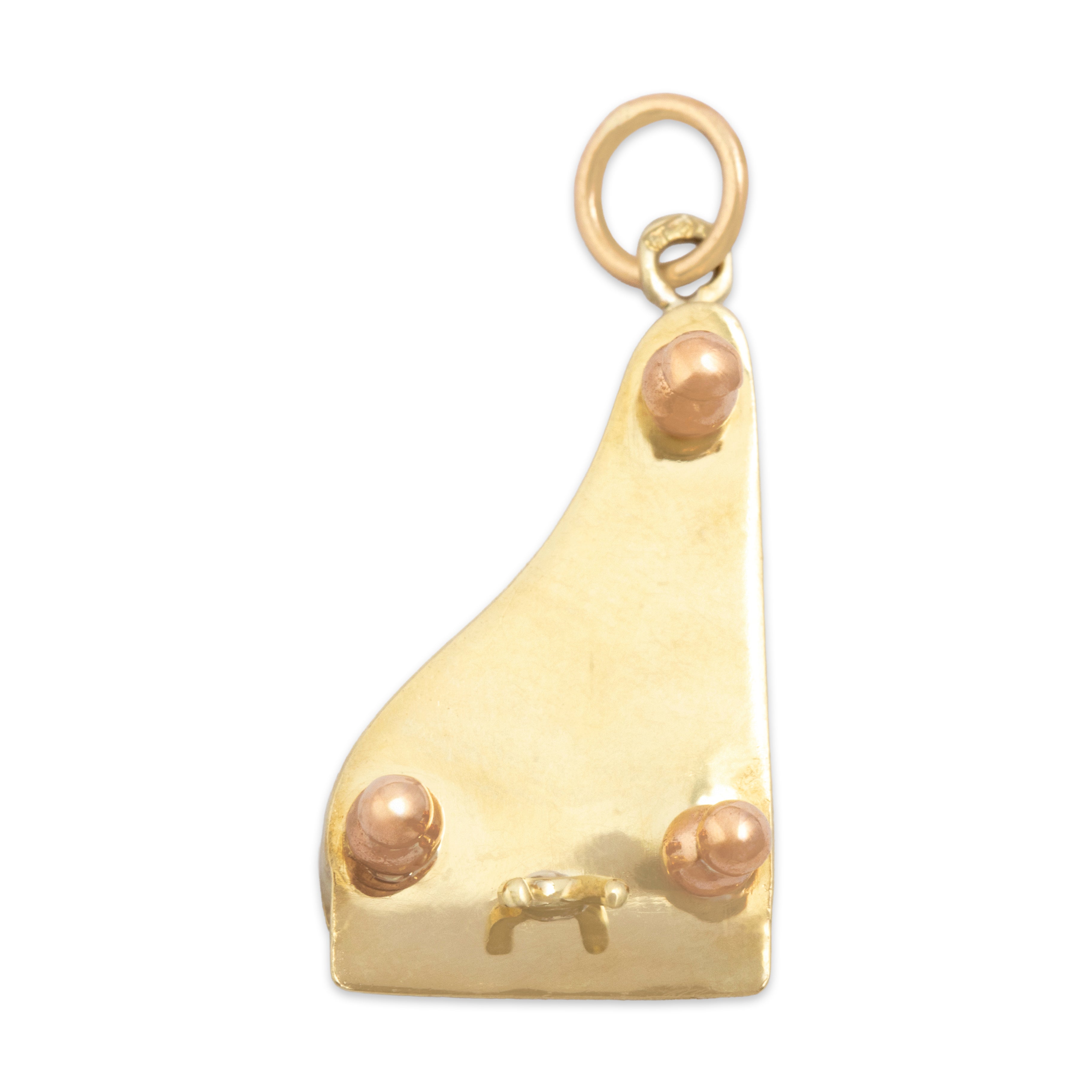Vintage Austrian 14k Yellow & Rose Gold Musical Articulated Piano Charm / Pendant - Back view