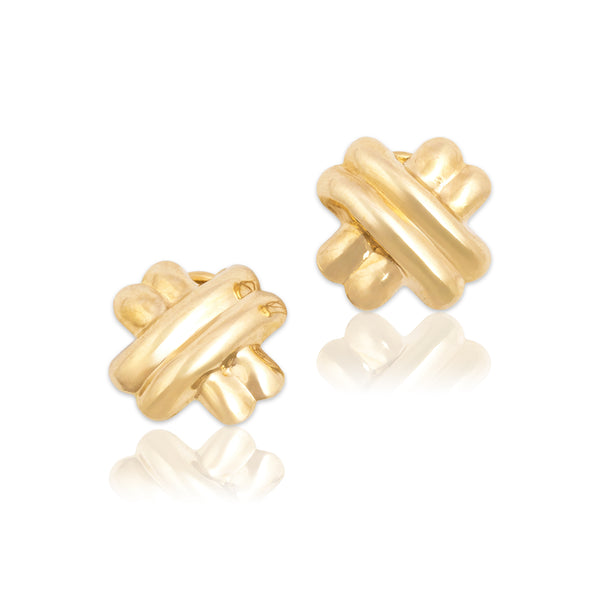 Vintage 14k Yellow Gold Lovely Ribbed Crossover Earrings