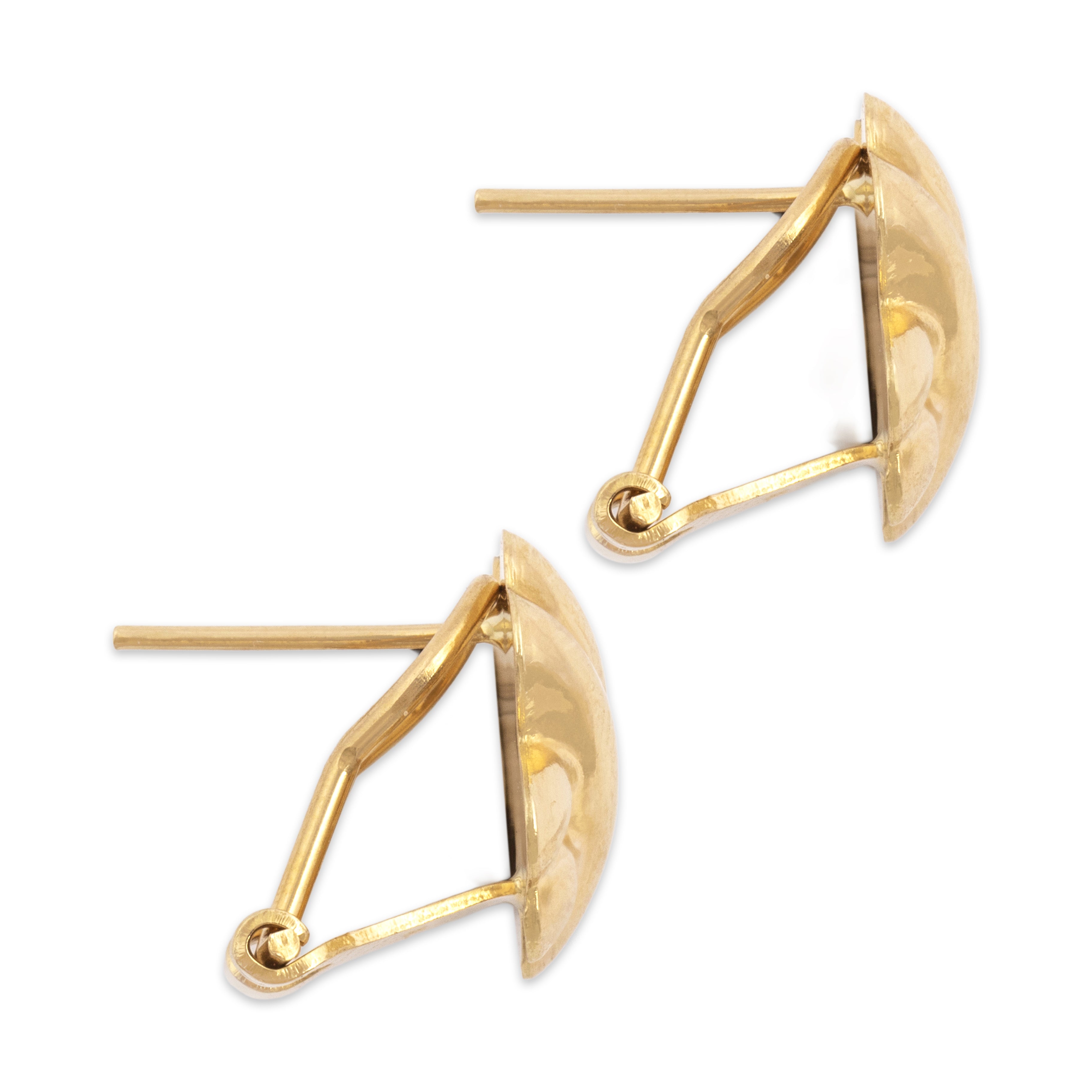 Vintage 14K Yellow Gold Ribbed X Stud Earrings - Side view