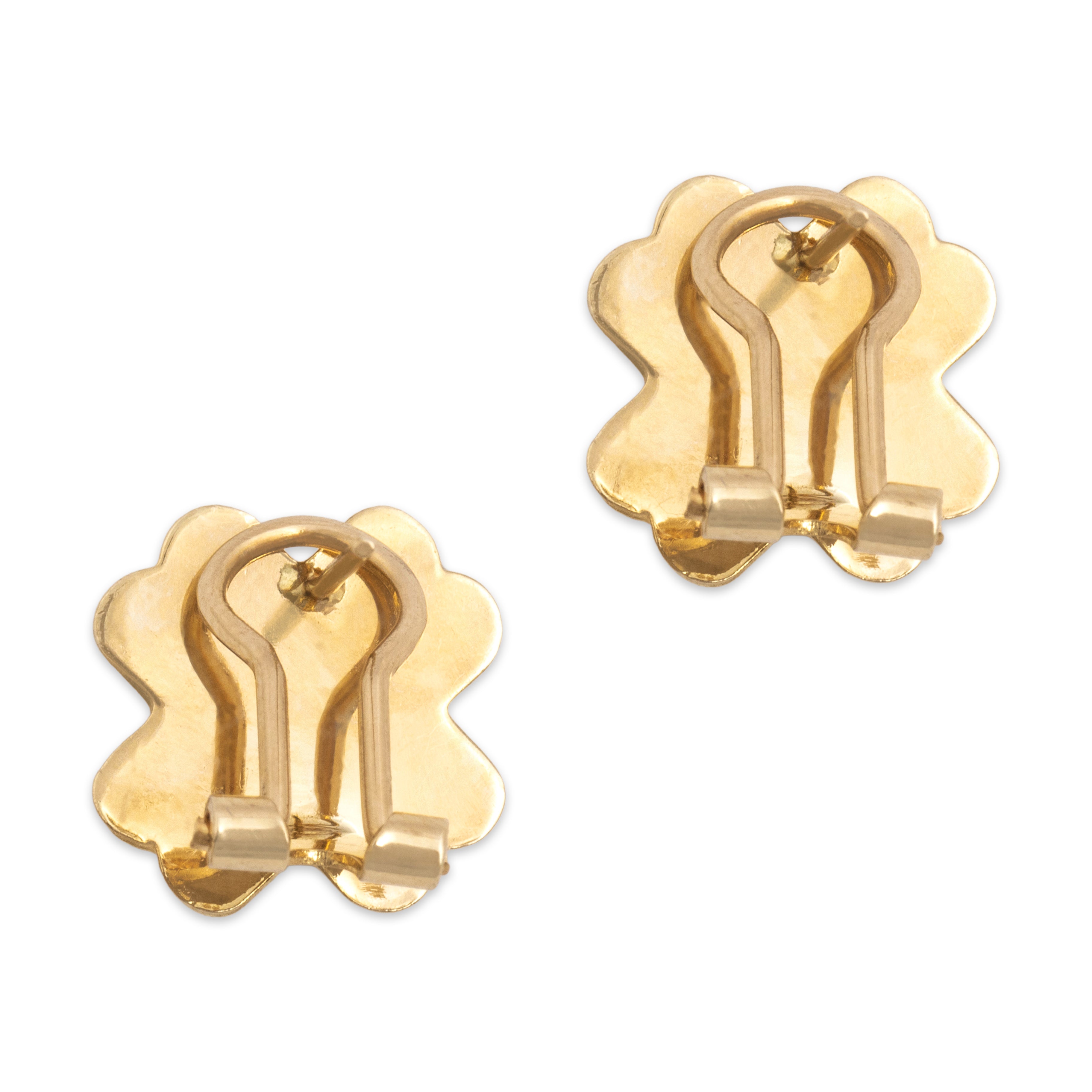 Vintage 14K Yellow Gold Ribbed X Stud Earrings - Back view