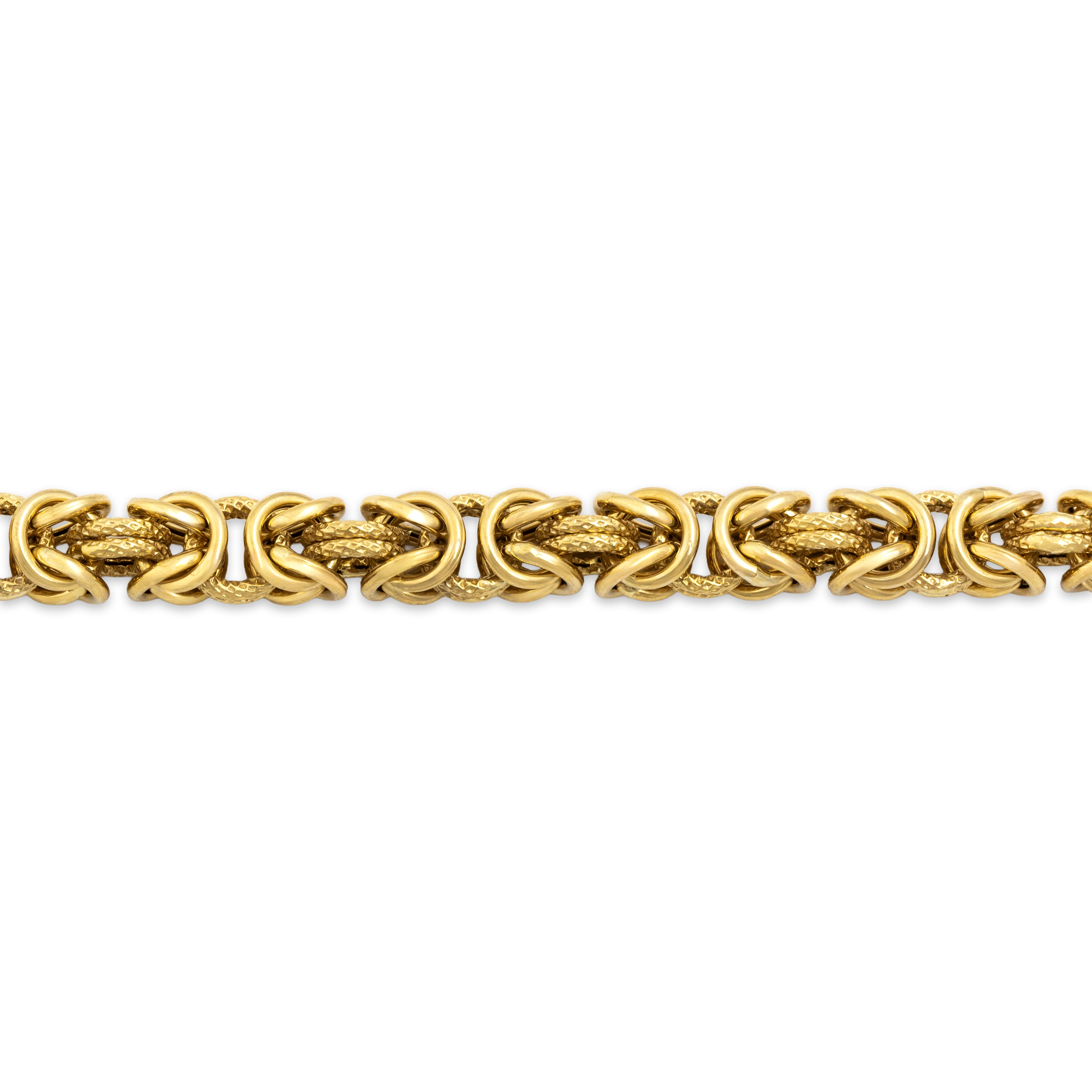 Vintage Italian 14k Yellow Gold Incredible Textured Byzantine Link Bracelet - Close-up view