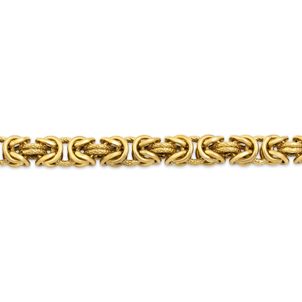 Vintage Italian 14k Yellow Gold Beautiful Textured Byzantine Link Bracelet 7