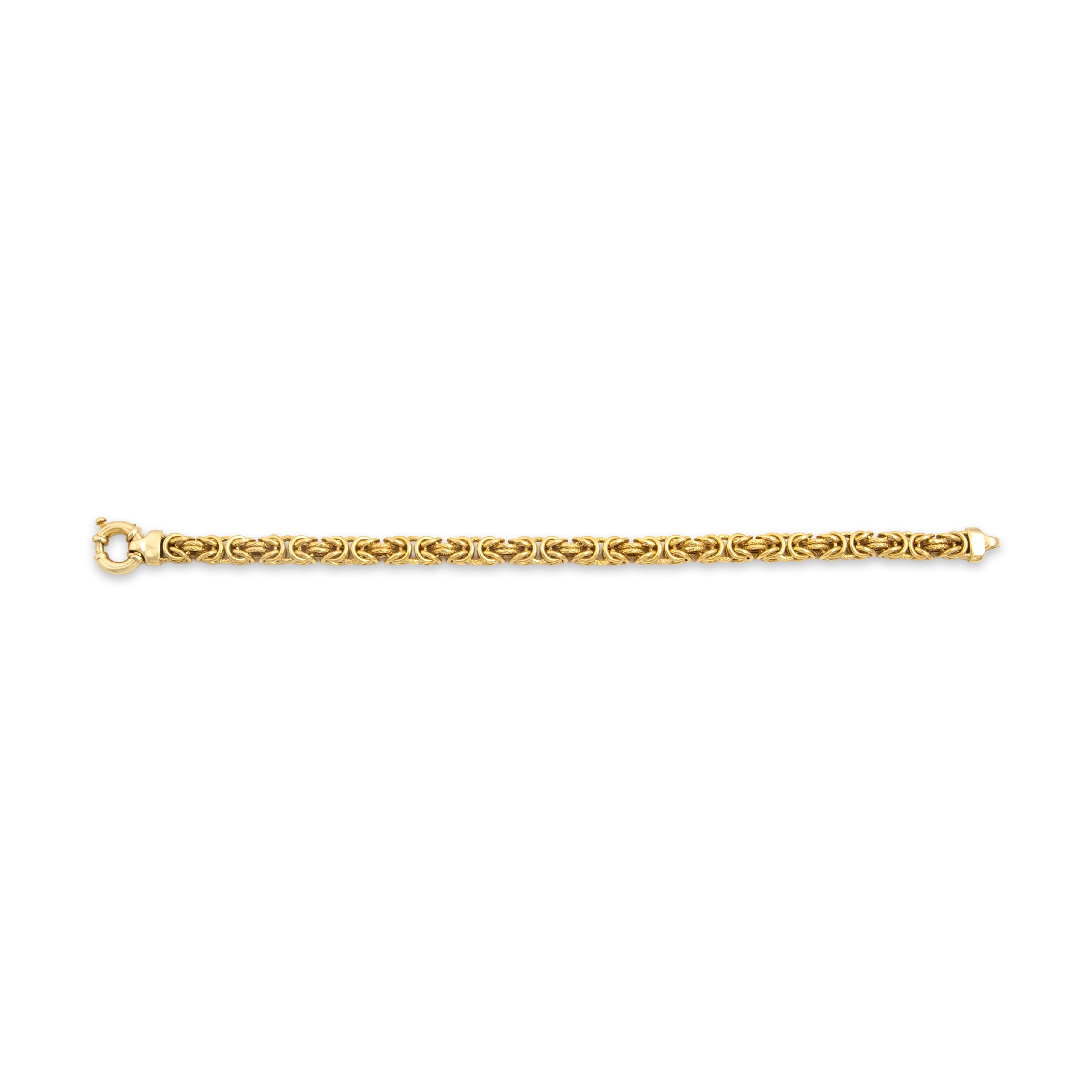 Vintage Italian 14k Yellow Gold Incredible Textured Byzantine Link Bracelet - Overall view