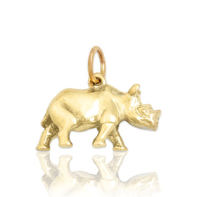 Vintage Heavy 14k Yellow Gold Fantastic Figural Rhinoceros Charm / Pendant