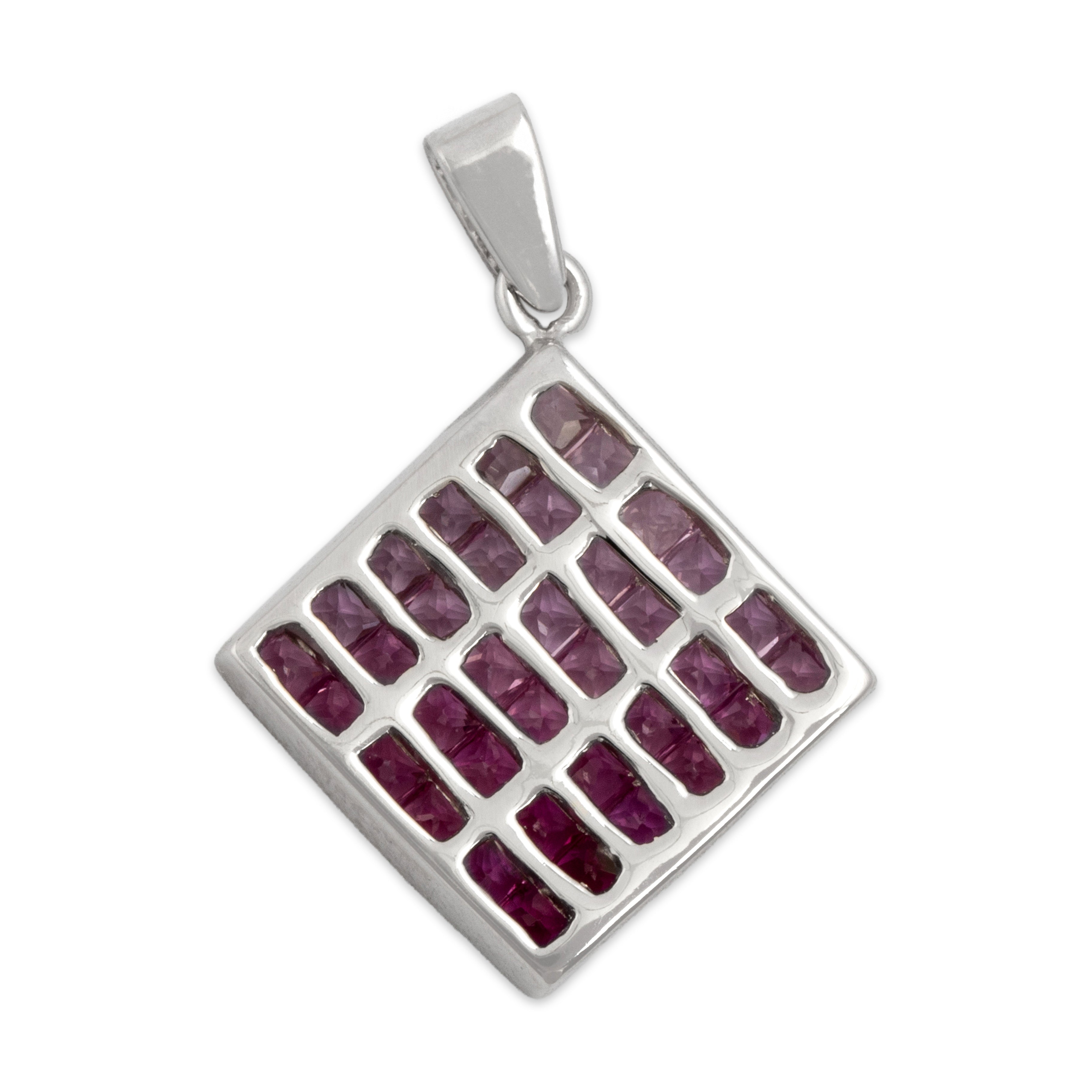 Vintage 14k White Gold 1.72cttw Pink Sapphire Diamond Perfectly Pink Ombrã© Pendant - Back view
