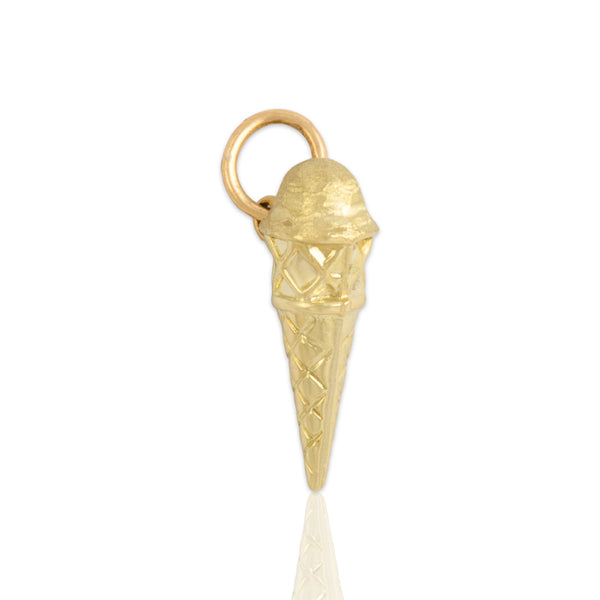 Vintage Small 14k Yellow Gold Summertime Ice Cream Cone Charm / Pendant
