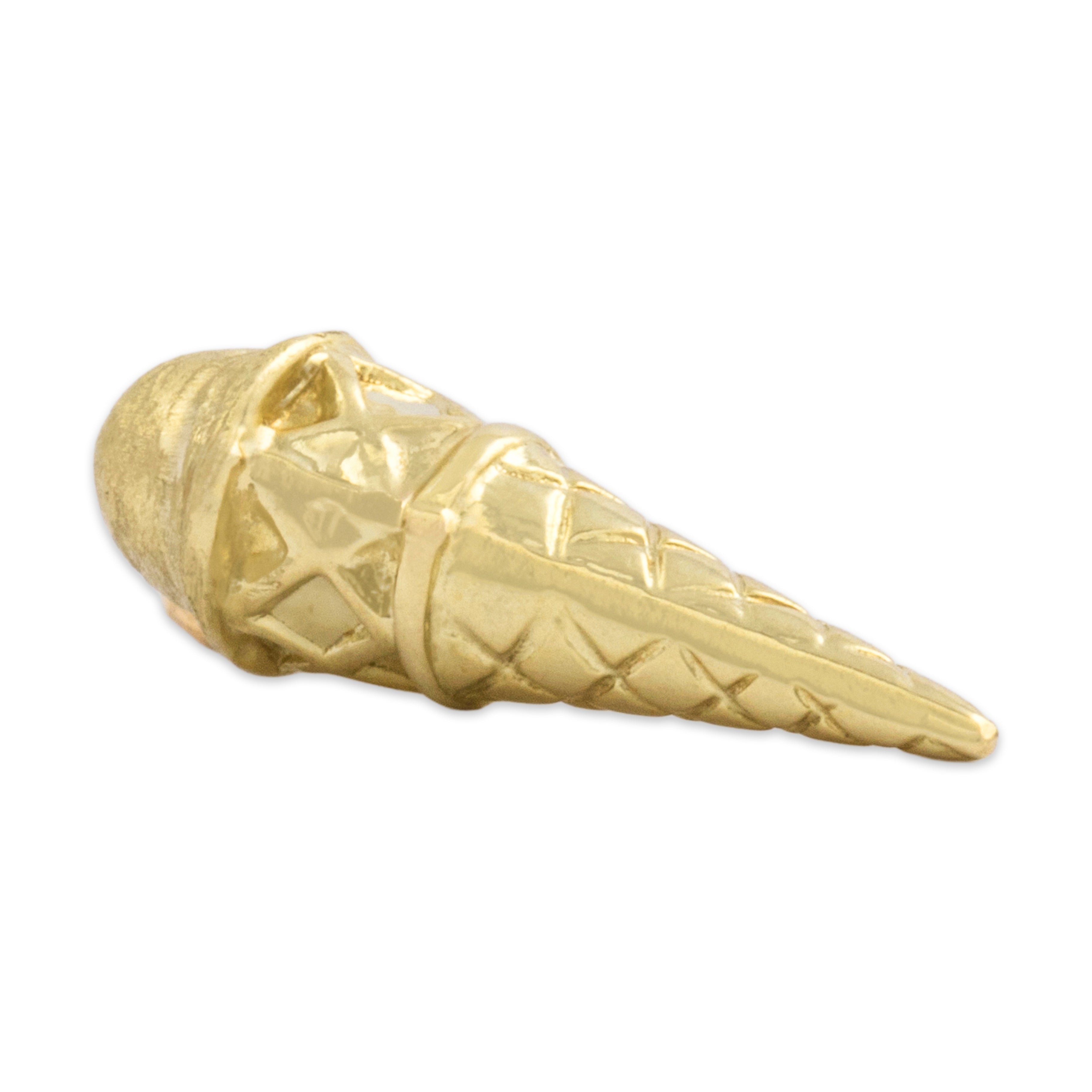 Vintage Small 14k Yellow Gold Summertime Ice Cream Cone Charm / Pendant