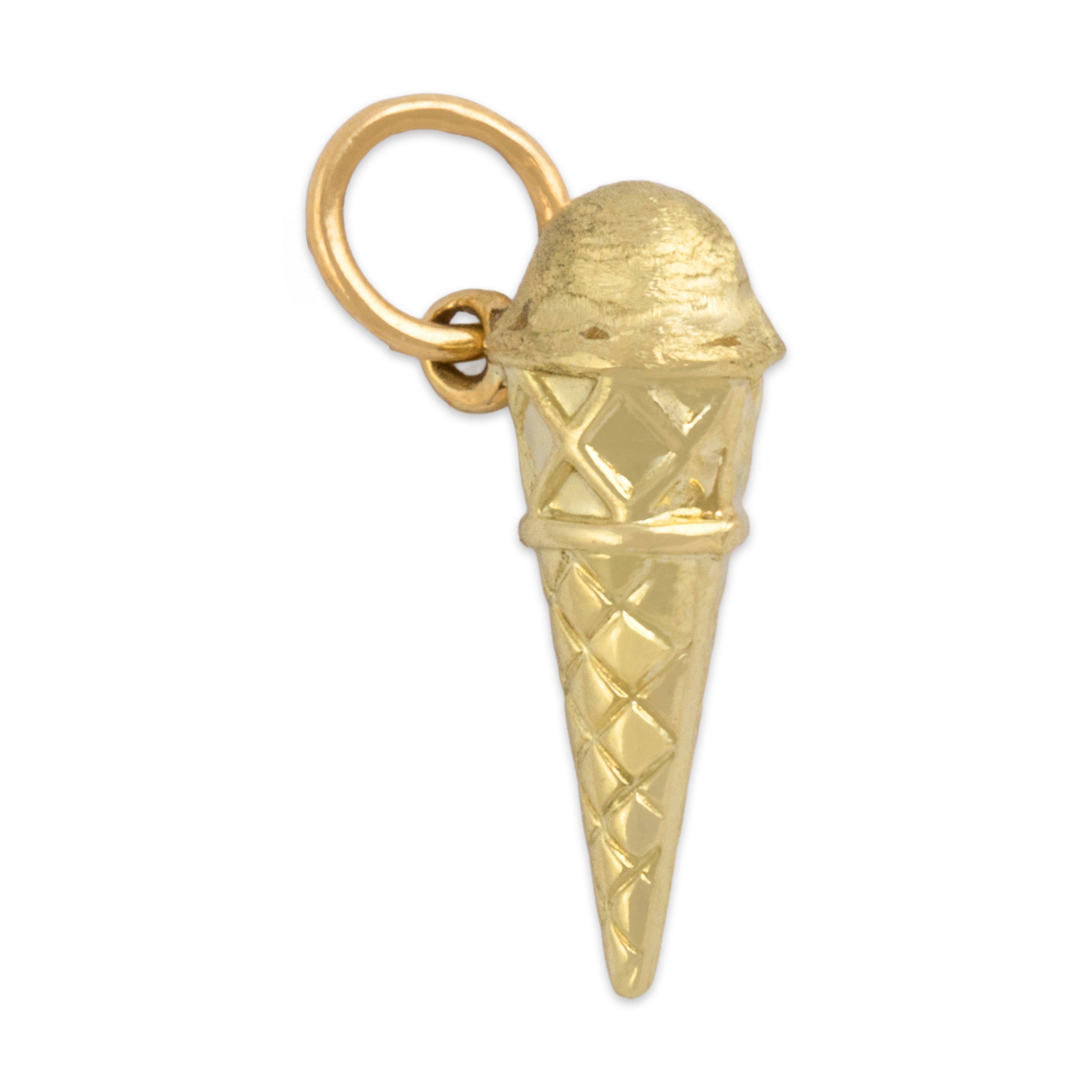 Vintage Small 14k Yellow Gold Summertime Ice Cream Cone Charm / Pendant