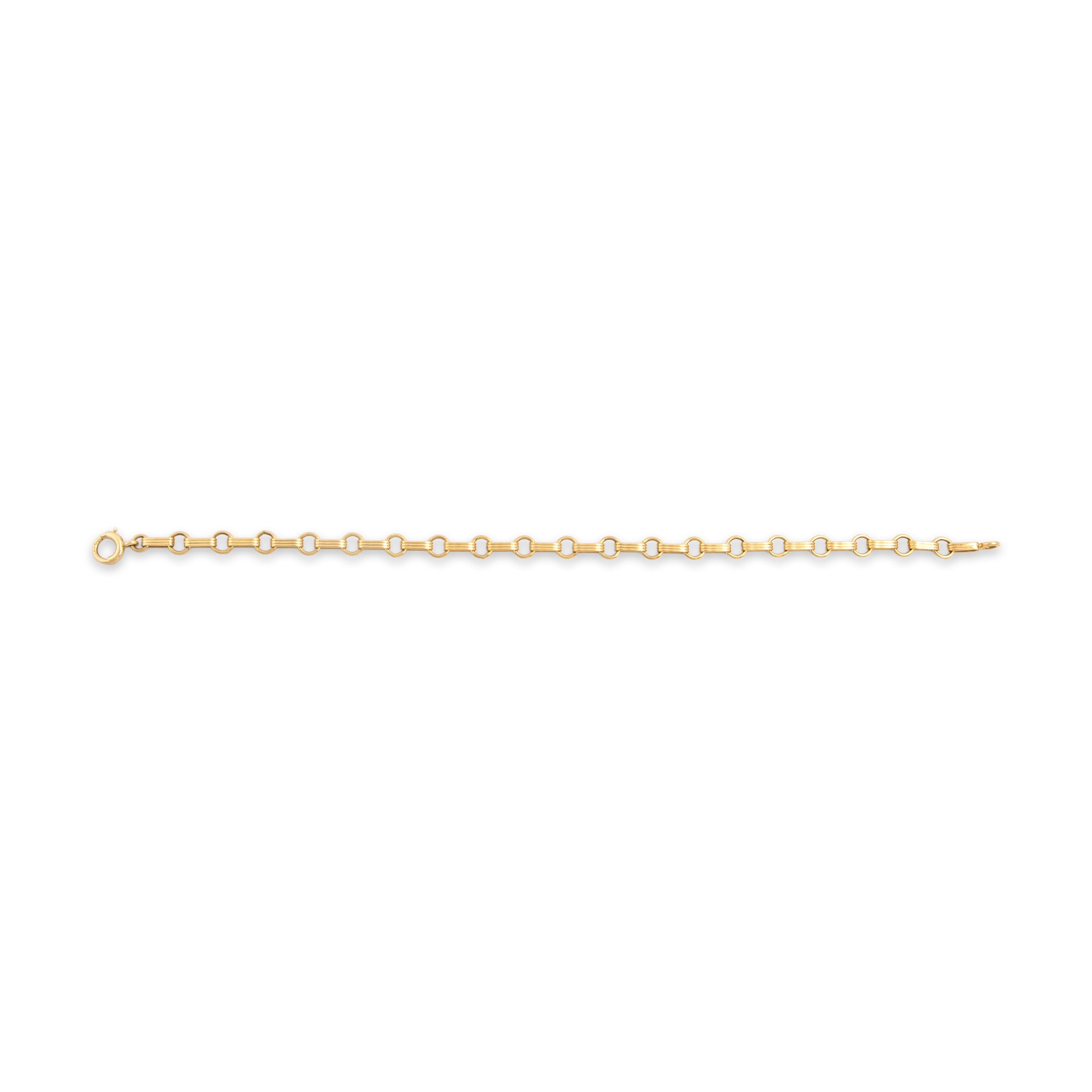 Vintage 14k Yellow Gold Classic Alternating Ridged Link Charm Bracelet 7