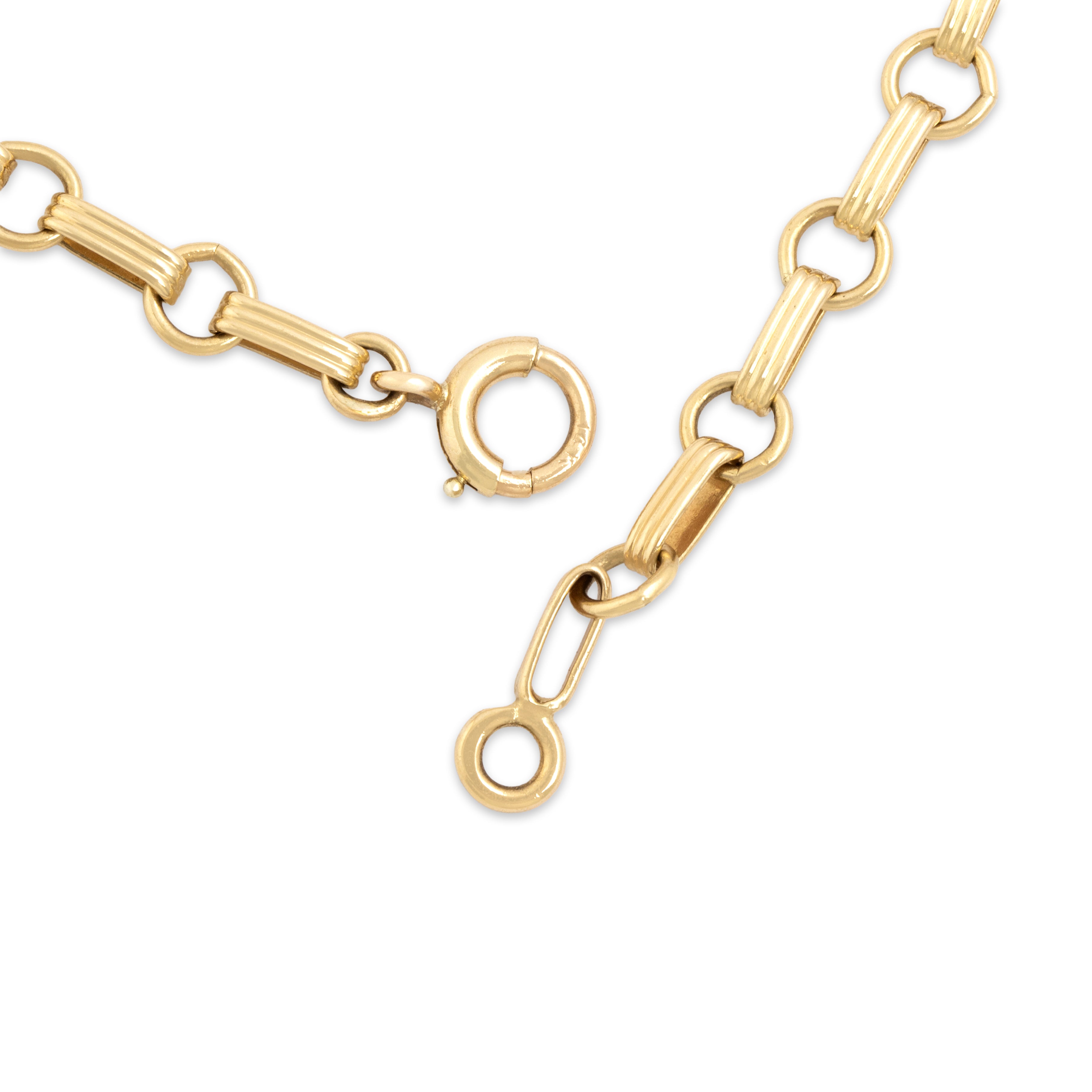 Vintage 14k Yellow Gold Classic Alternating Ridged Link Charm Bracelet 7