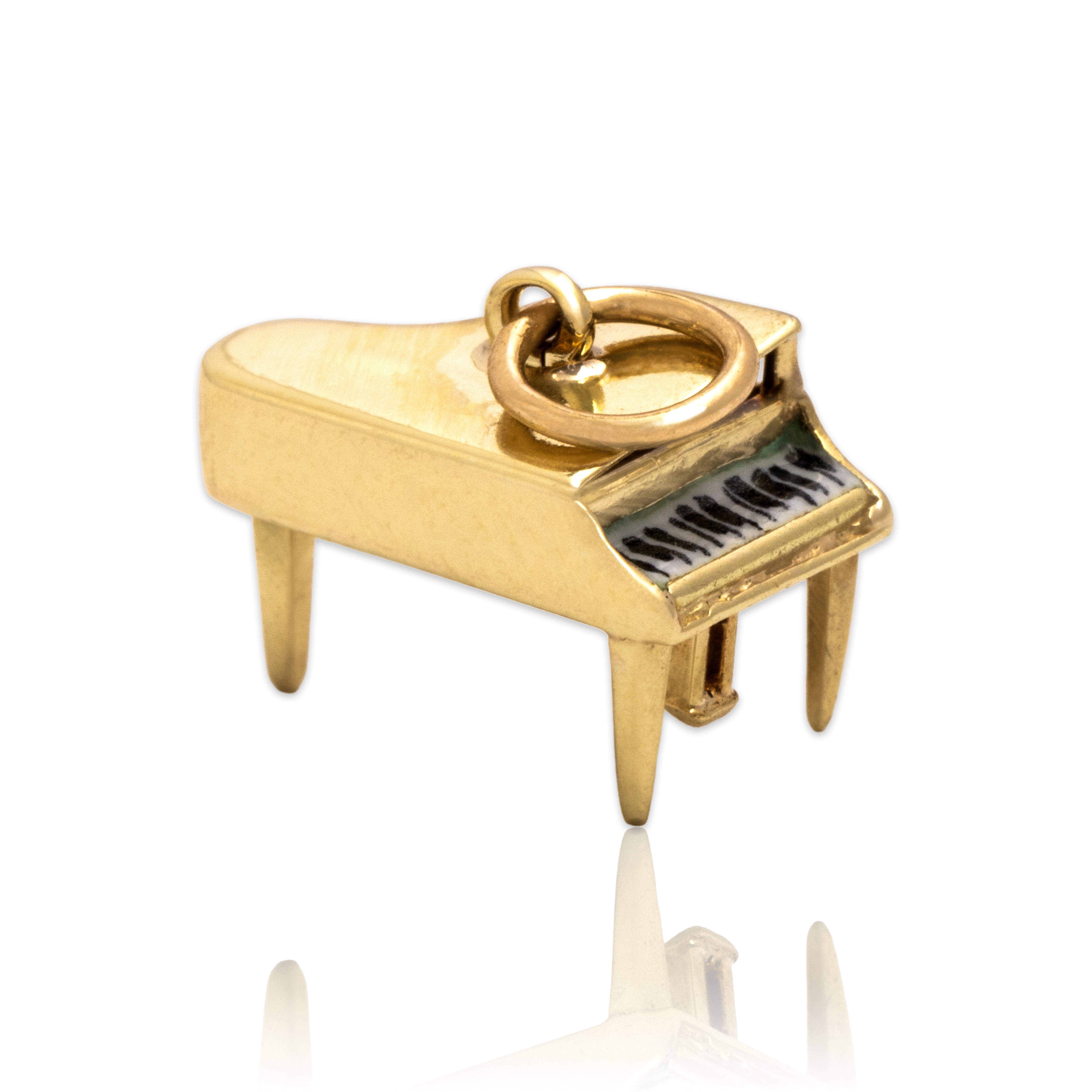 Vintage 14k Yellow Gold Grand Piano Charm / Pendant - Close-up view